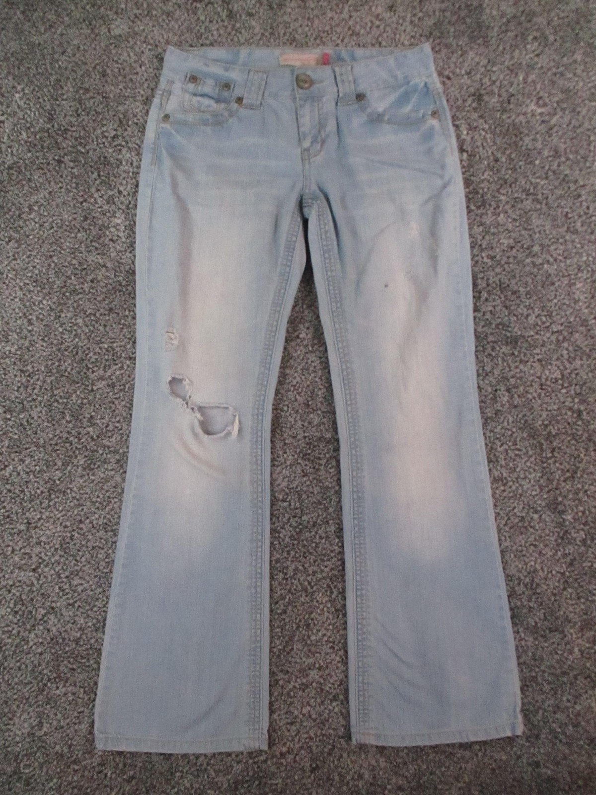 Aeropostale Jeans Womens 7/8 Blue Hailey Skinny Flare Distressed Denim 29×31
