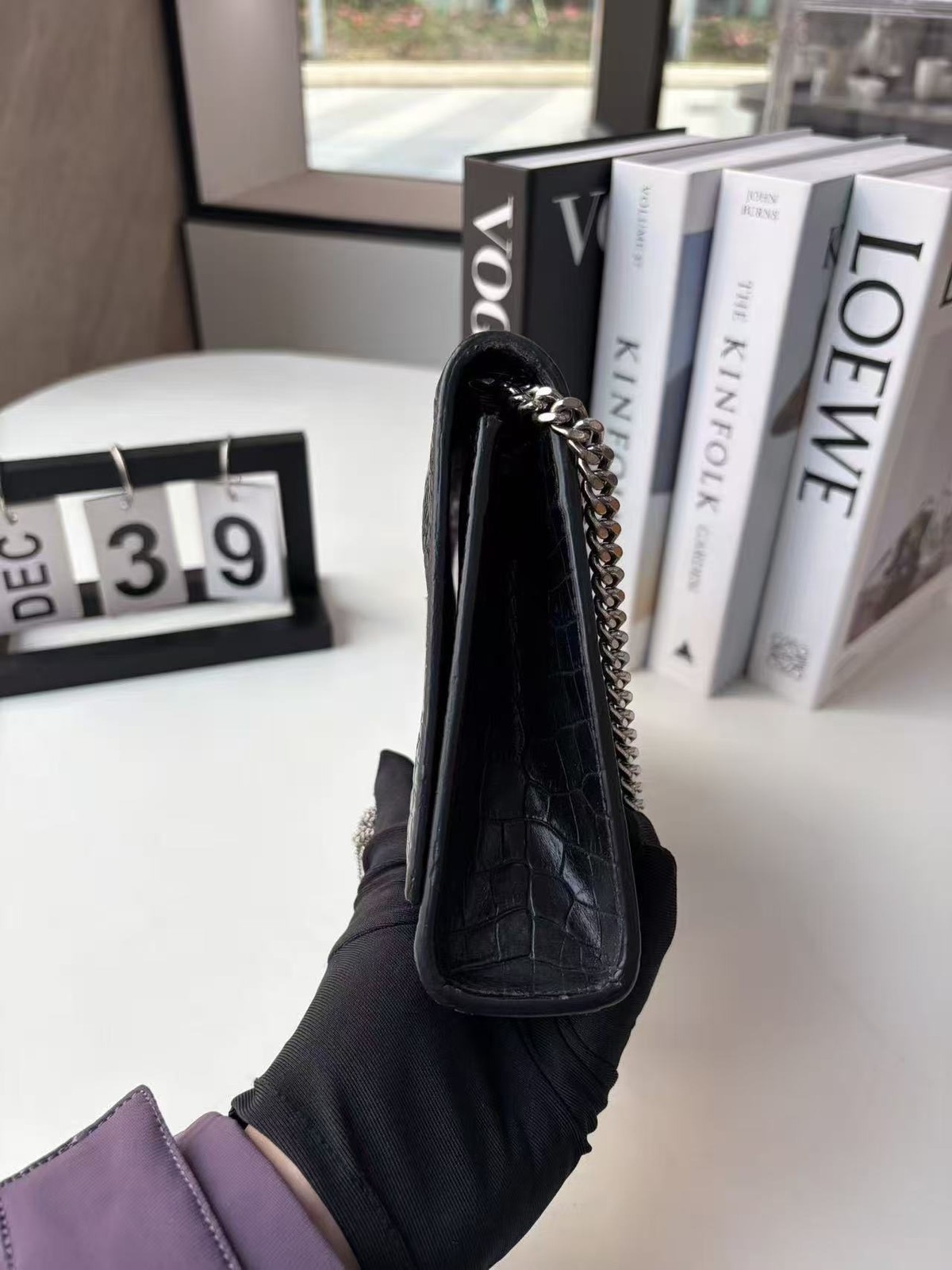 Yves Saint Laurent Black Kate Embossed Leather Tassel Chain Shoulder Bag AUTH
