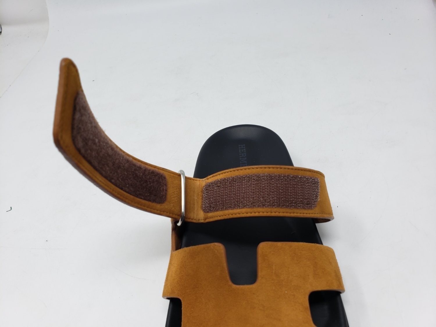 Hermes Chypre Sandals Camel Tan Size 37.5 / US 7 Adjustable w/ Box Dust Bag