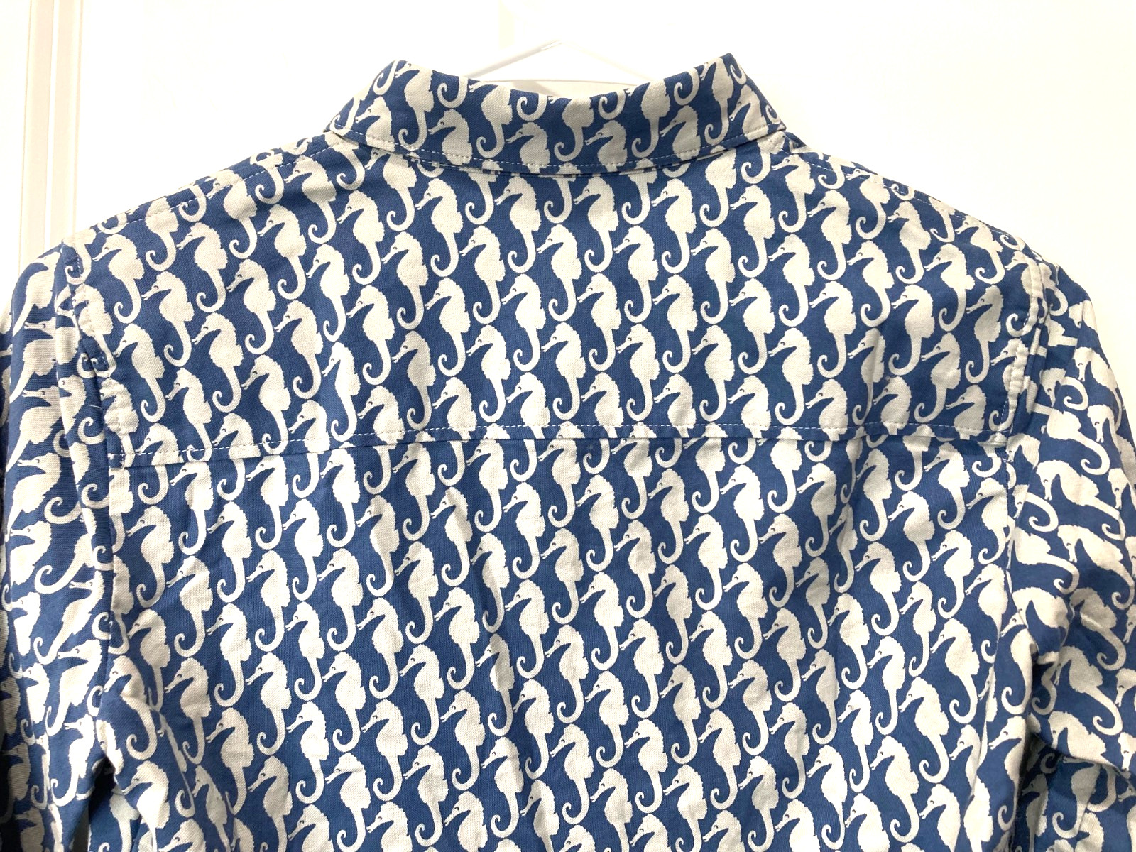 J CREW Seahorse Nautical 100% Cotton Button Up Shirt Long Sleeve Womens Size XXS