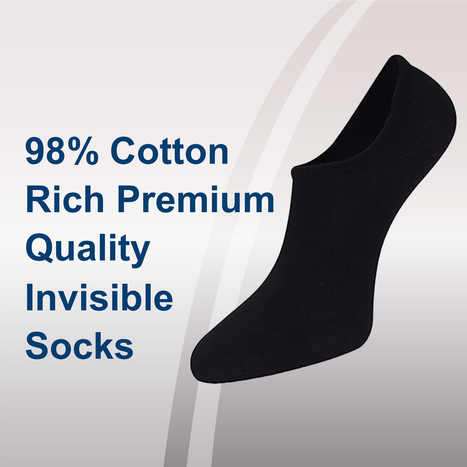 Invisible Trainer Socks For Women 98% Cotton Size 4-7 No Show Liner Socks