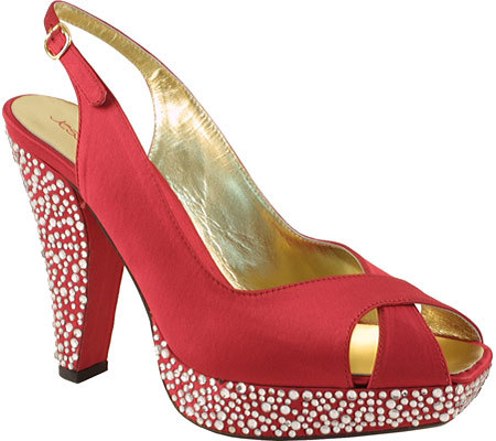 $140 JESSICA BENNETT Halo Heels ~ Red Satin NEW 6.5