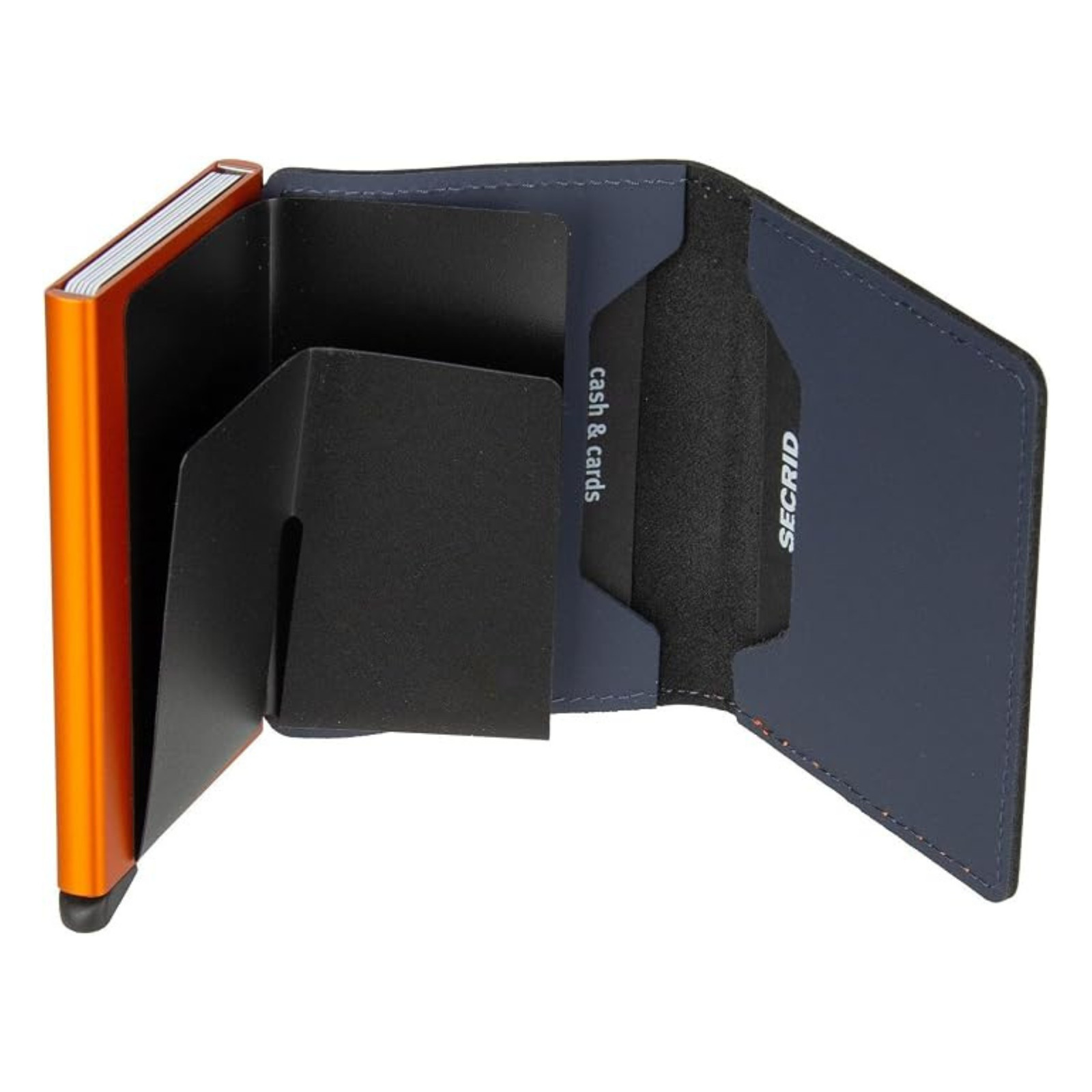 Secrid Men’s Slimwallet, Leather Made, Night Blue & Orange, 6.5 x 10.2 x 2.1 cm