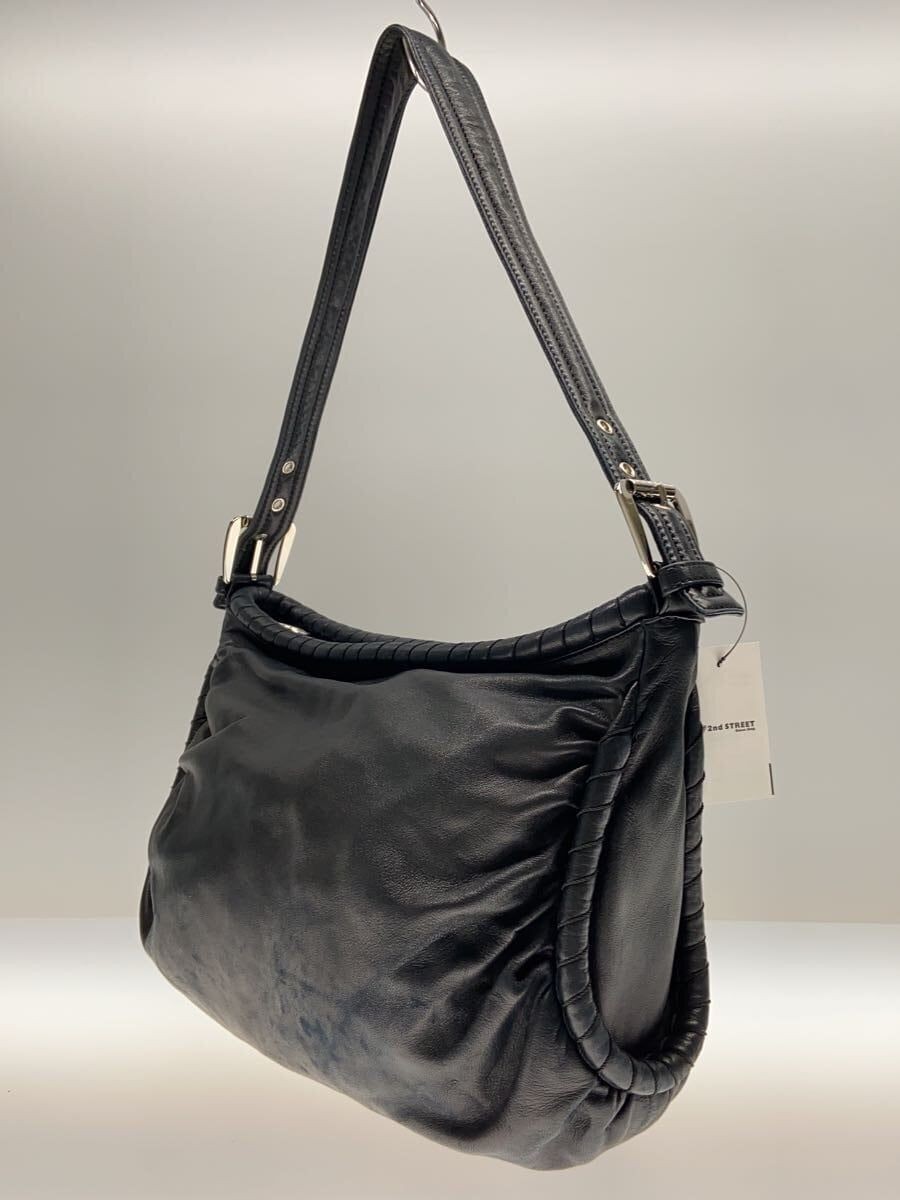 CELINE Shoulder Bag Leather Blk Plain CE00 23 Used