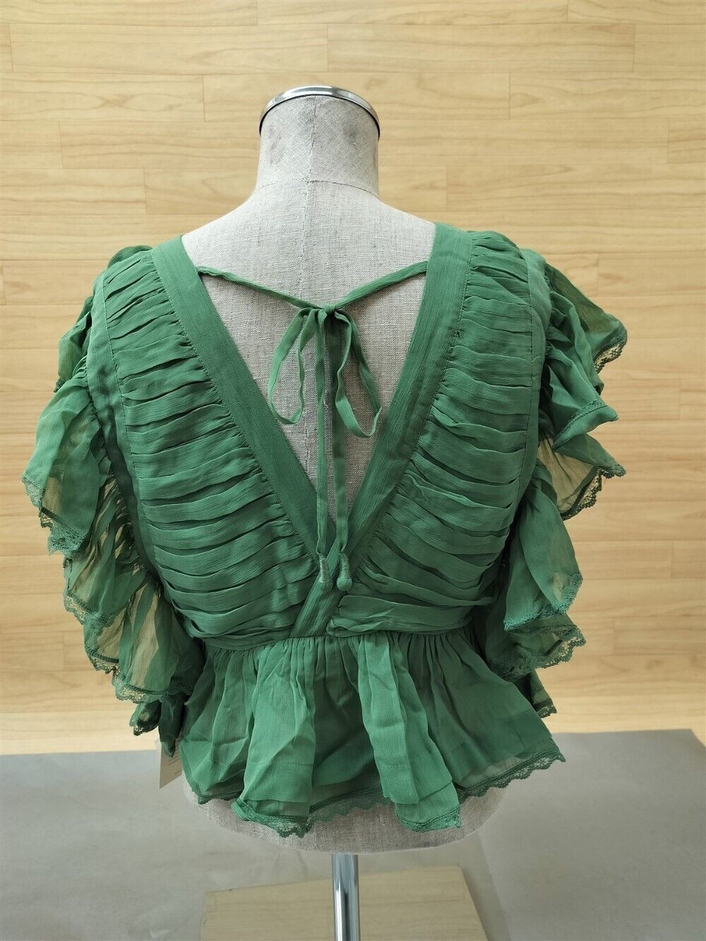 Tularosa Kaia V-Neck Flutter Sleeve Top in Green TRS258-U19 Choose Size
