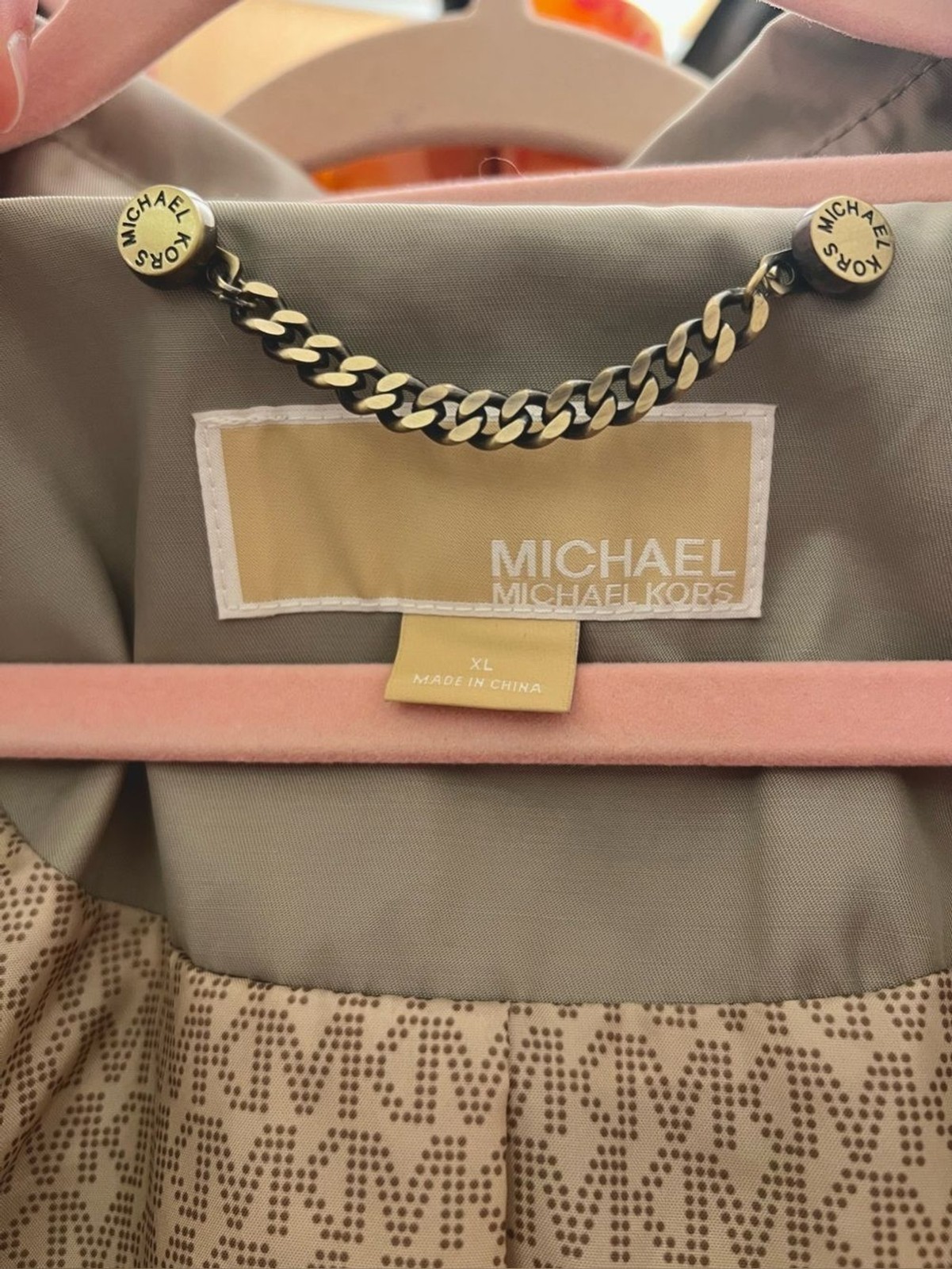 NWT Michael Kors Dusty Sage Trench Coat XL Old Money Belted Rain Jacket
