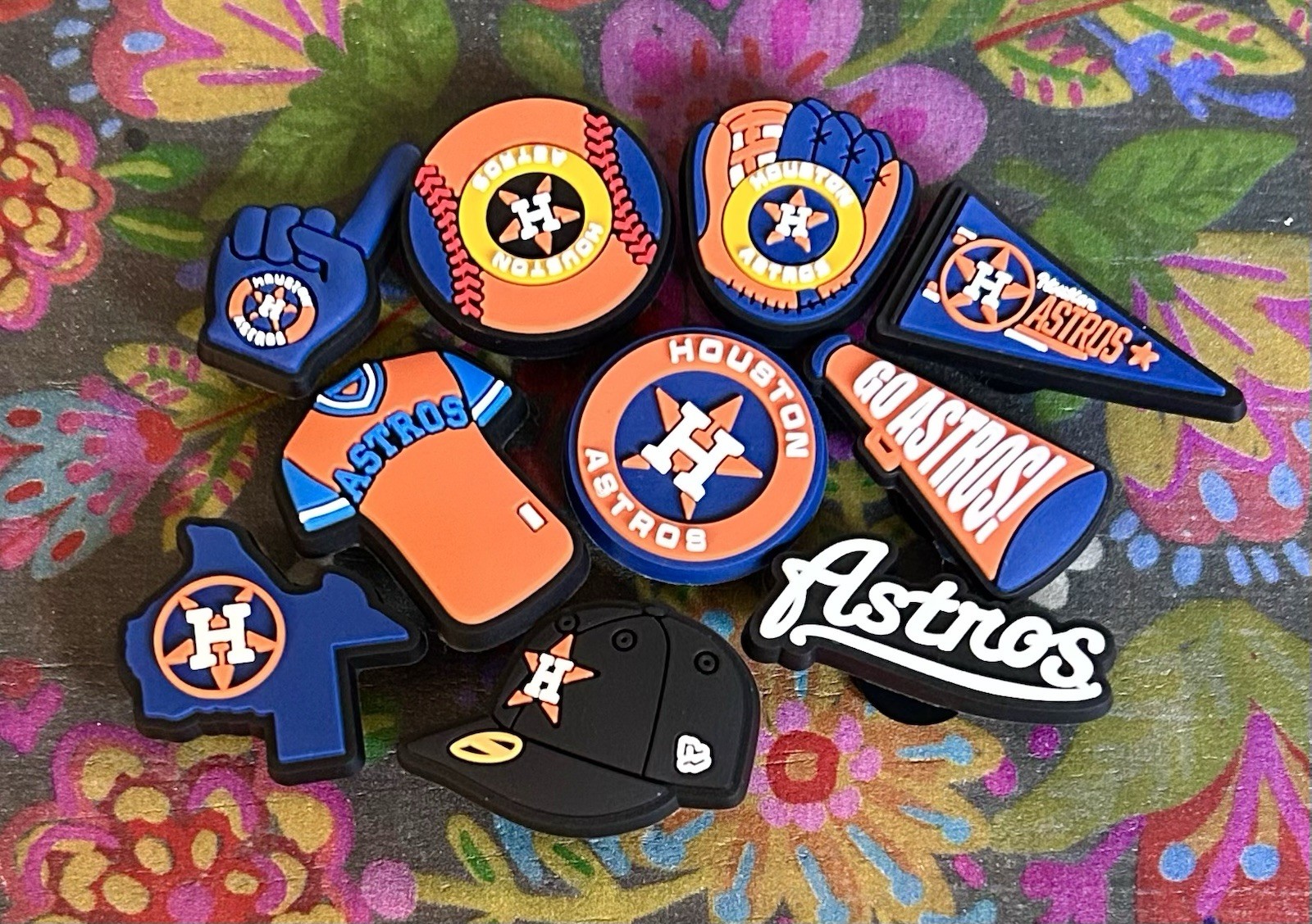 10 Piece HOUSTON Baseball Team Shoe Charms Clog Decorations PVC