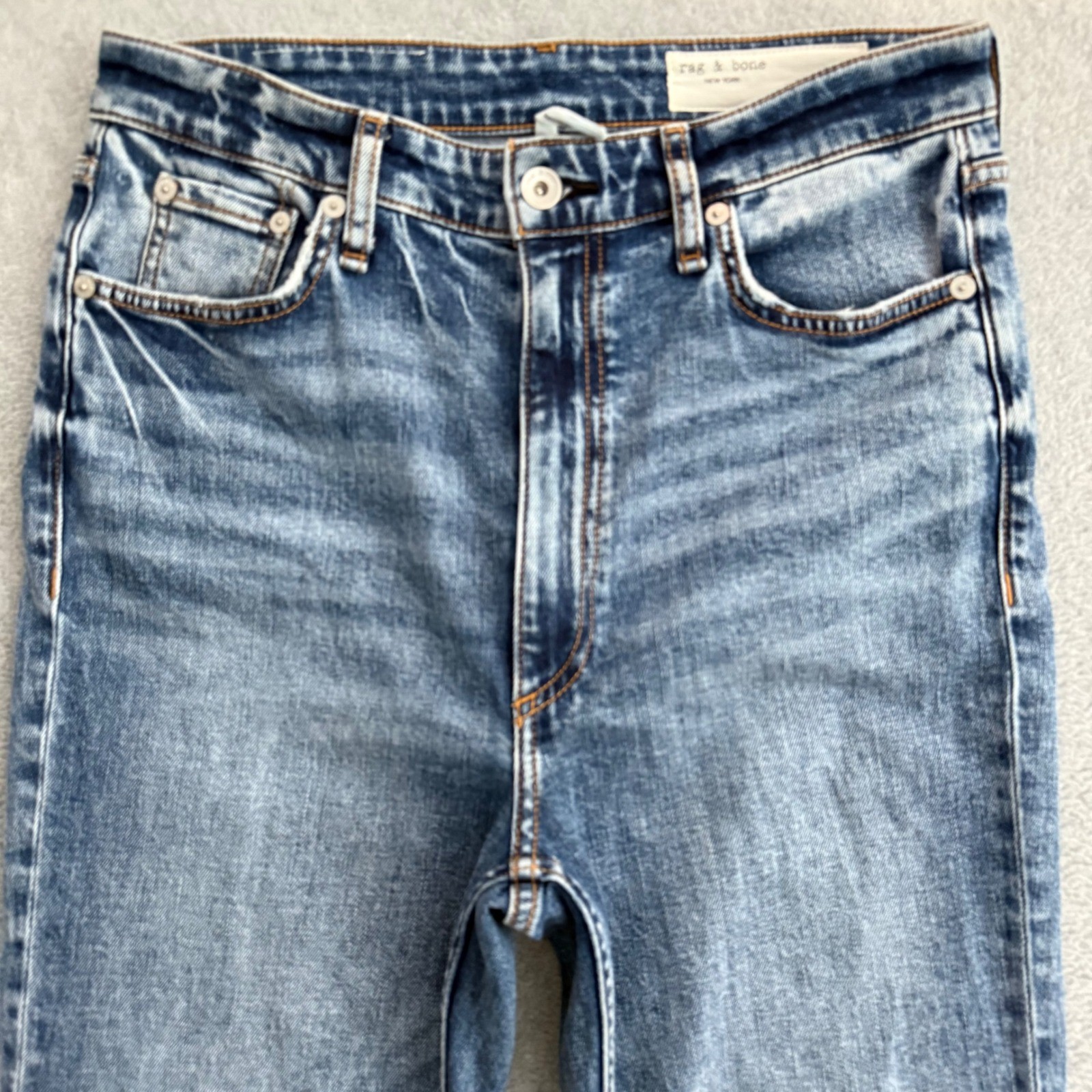 Rag & Bone Casey High Rise Flare Jeans Norwalk Blue Stretch Denim Womens 28×34