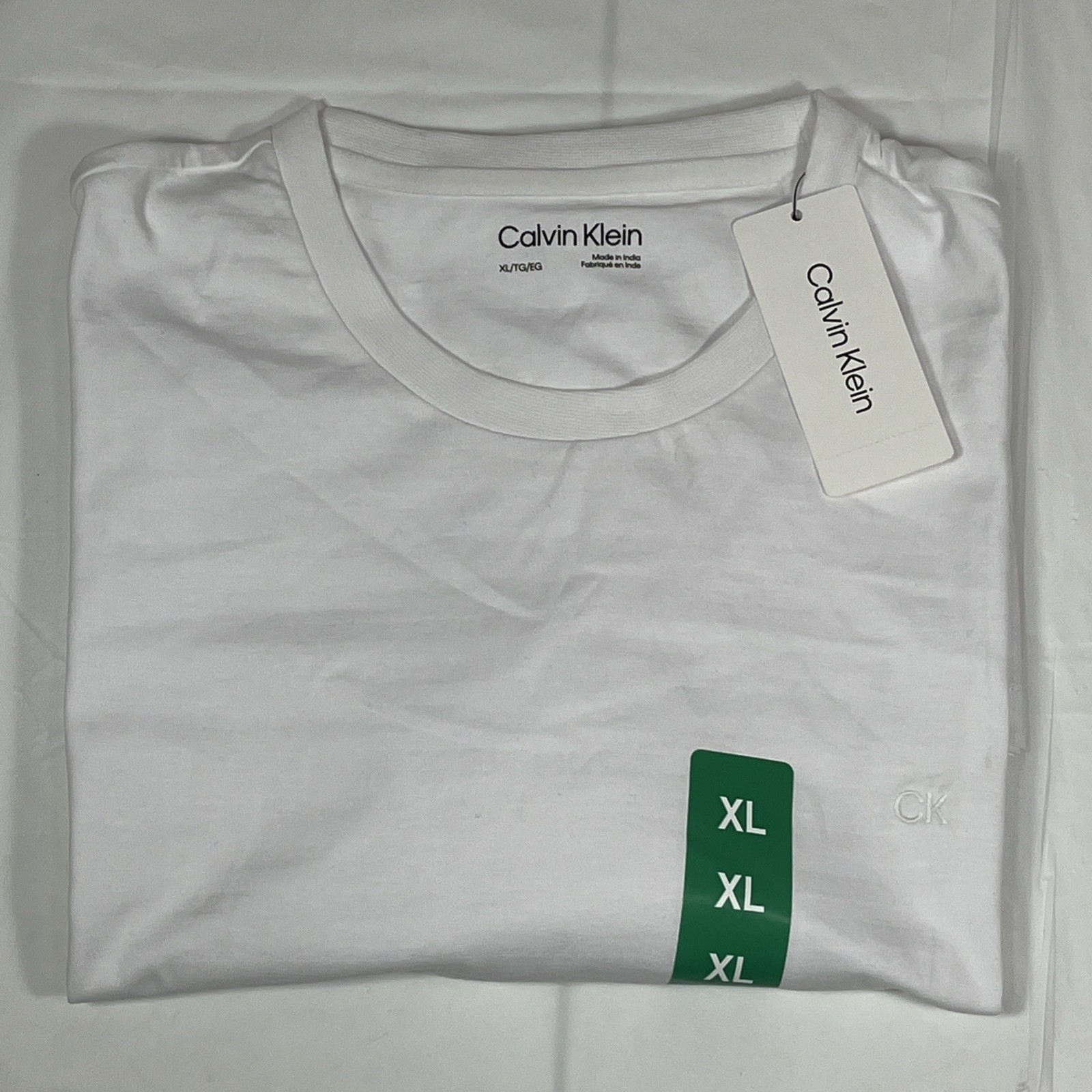 Calvin Klein Crew Neck Tee, 100% Cotton, Brilliant White, Men’s XL, NEW