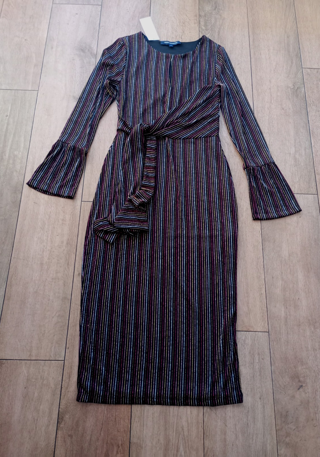 NEW&TAGS FRENCH CONNECTION dress SIZE S 8 10 metallic multicolour stripe RRP £95