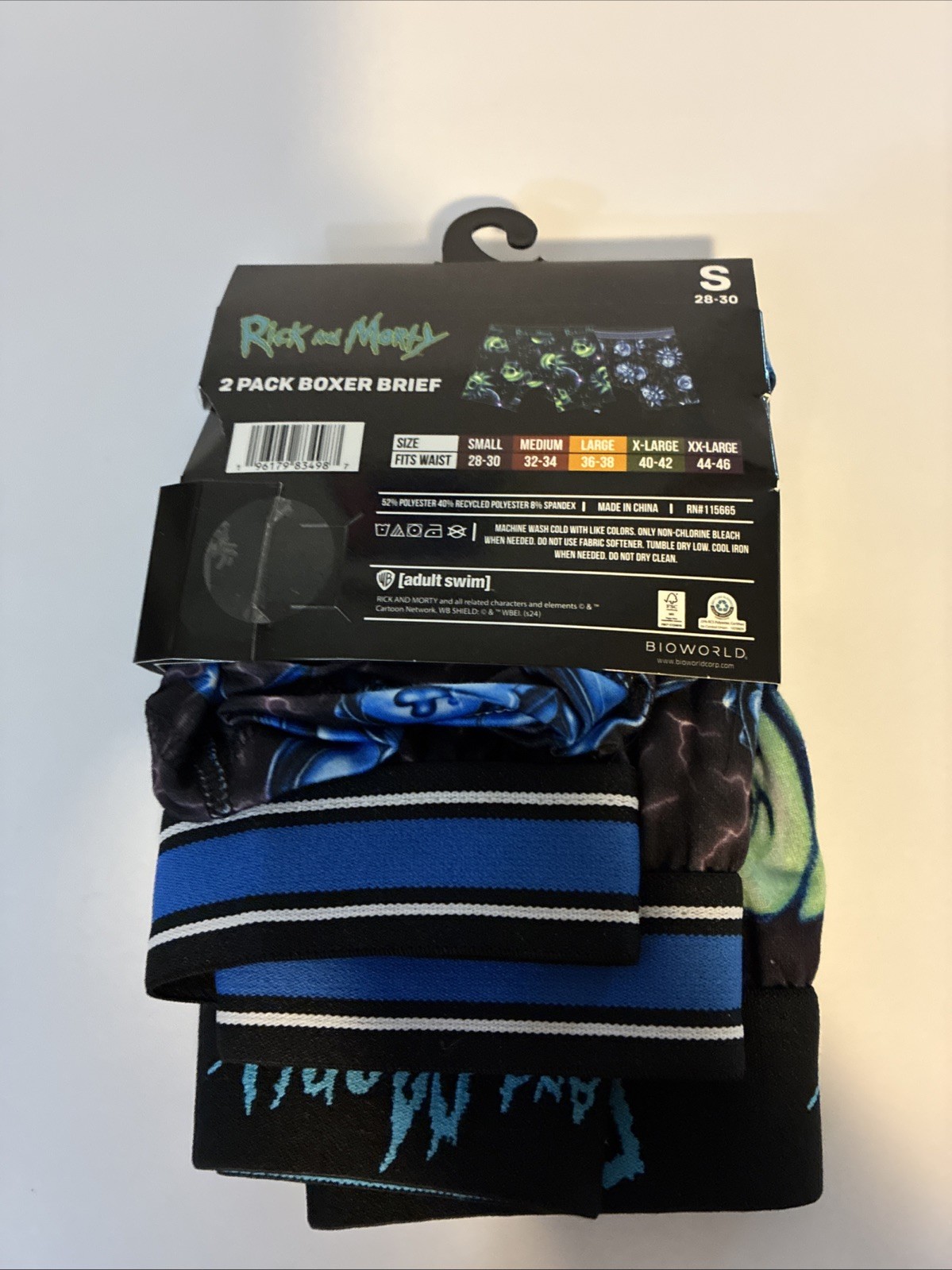 Rick And Morty Men’s Boxer Brief 2-Pk Men Size: S ( 28-30) Elastic Waist Band