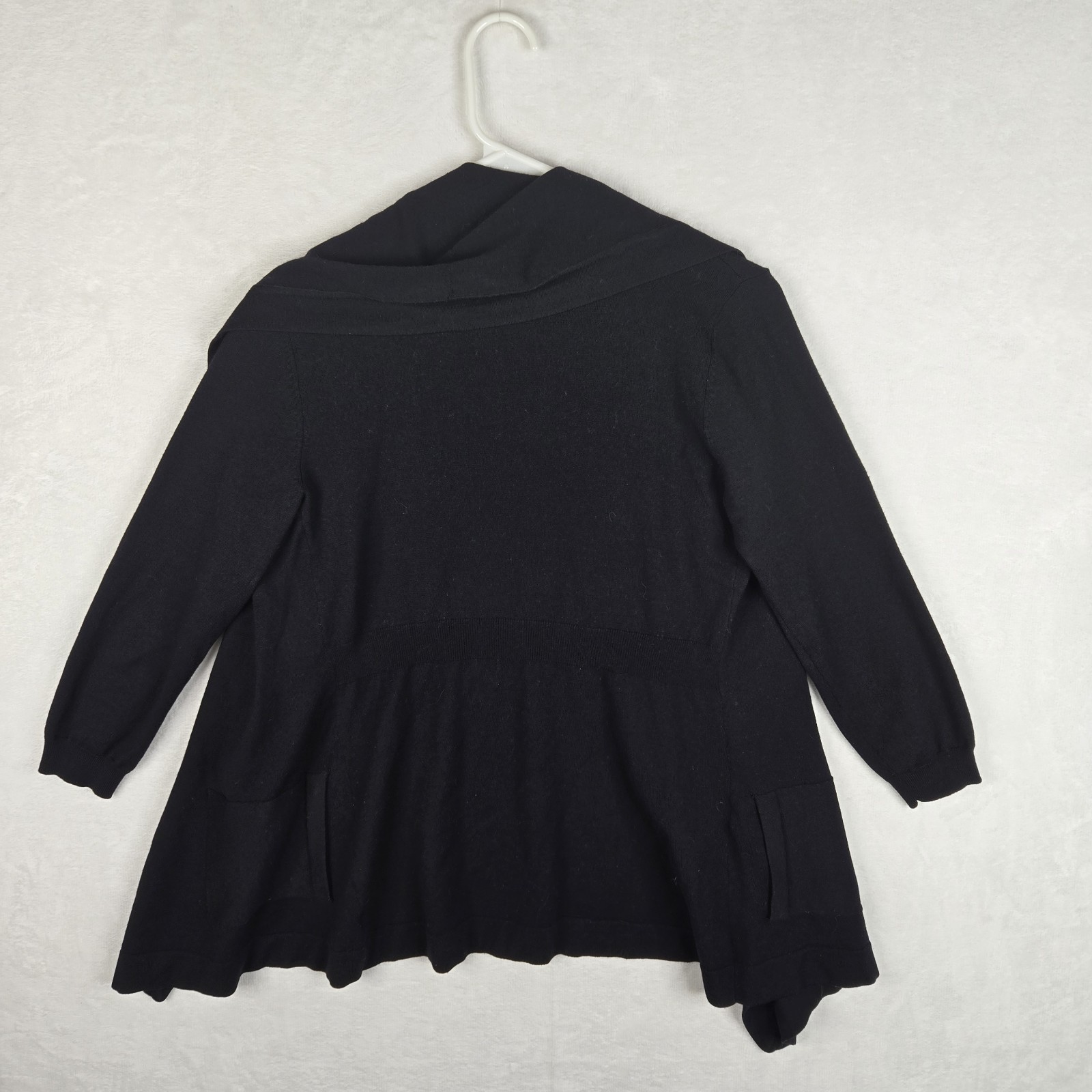 Theory Maritza B New Steady Womens Black Wool Open Front Cardigan Sweater Small