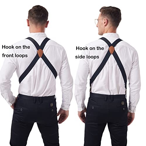Suspenders for Men Heavy Duty for Big and Tall Large, 2 Hooks 1.5 Inches Black