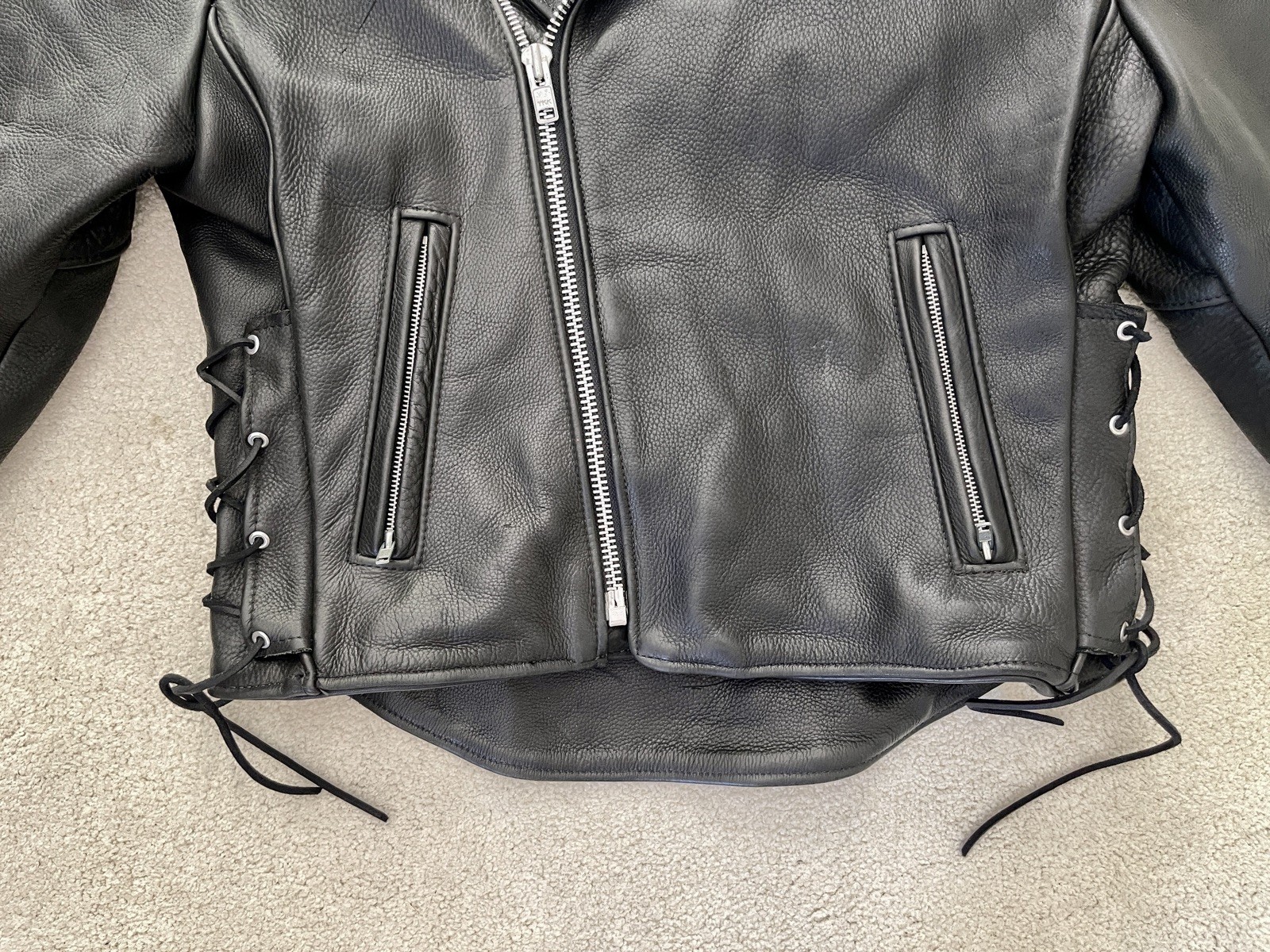 Natel Black Leather Heavy Motorcycle Moto Biker Jacket Made in USA – READ