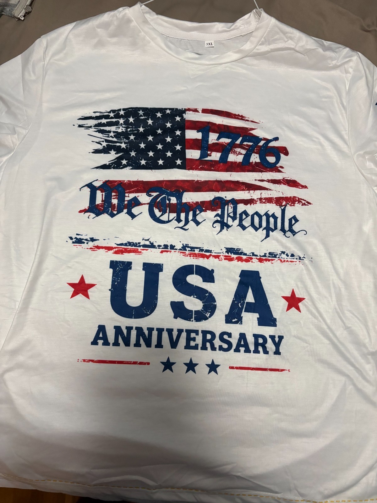 USA ANNIVERSARY 1776 T SHIRT 3XL RED WHITE AND BLUE 2XL