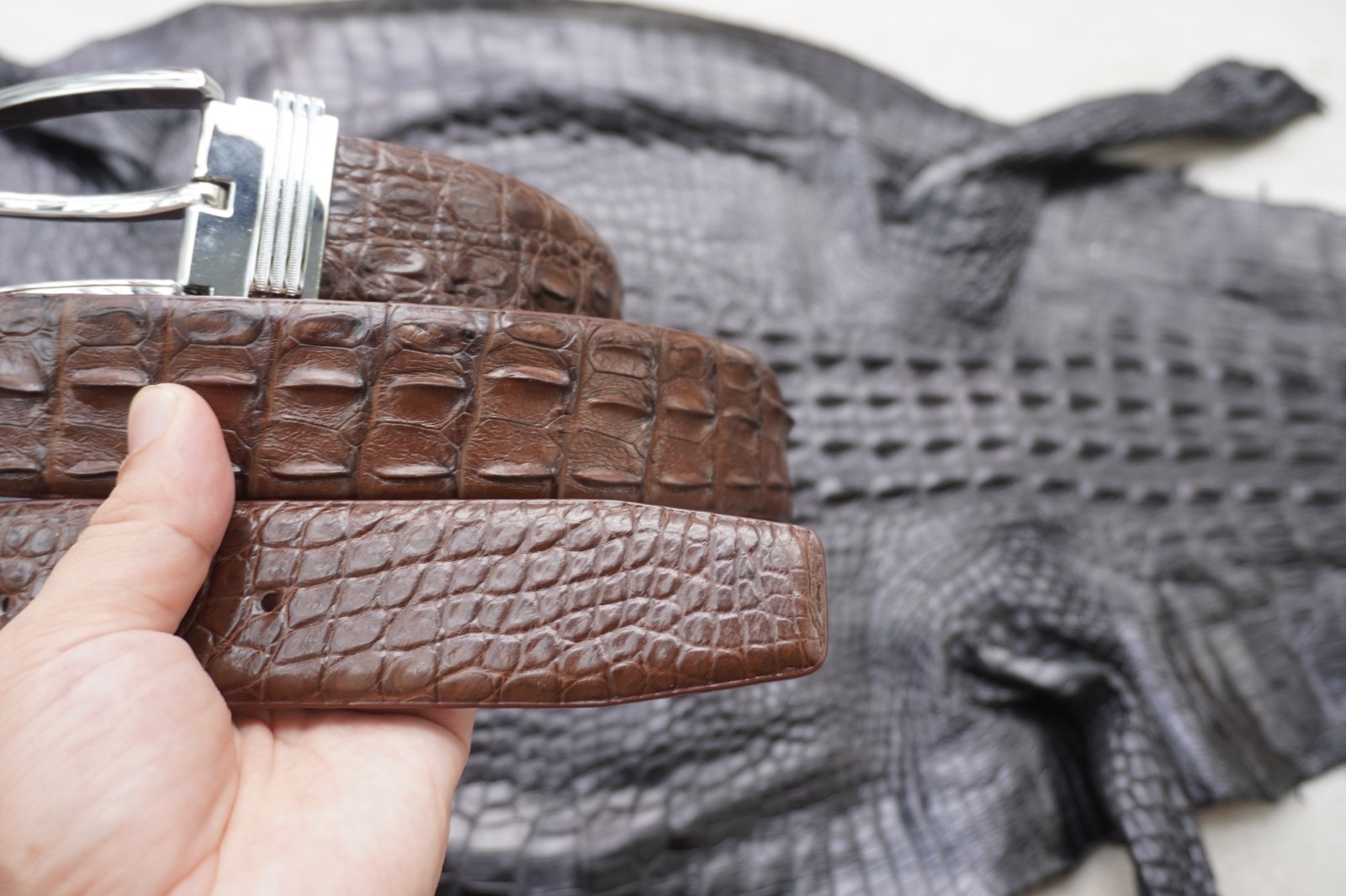 Brown Genuine CROCODILE Hornback LEATHER Skin Men’s Belt W 1.3 inch #M20