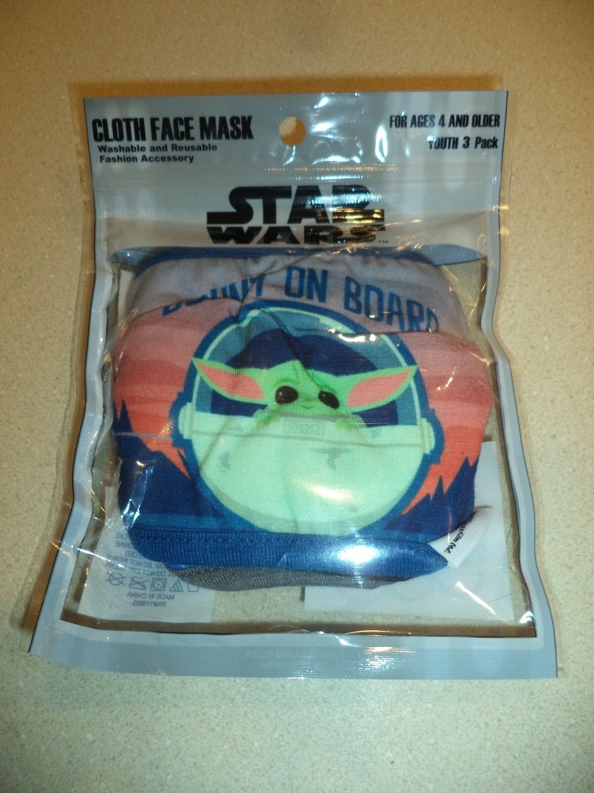 Disney Star Wars The Mandalorian The Child 3 PACK washable Kids Face Mask NEW