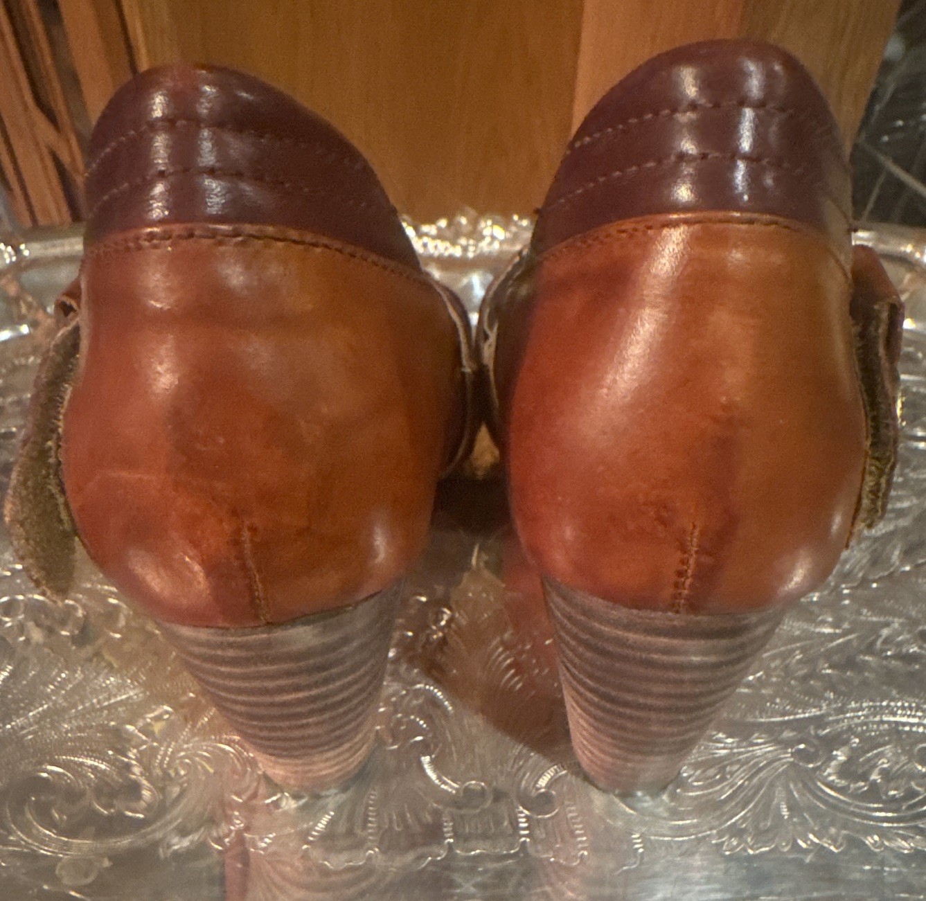 Elite By Conxys Multicolor Authentic Leather Block Heel Almond Toe US 8