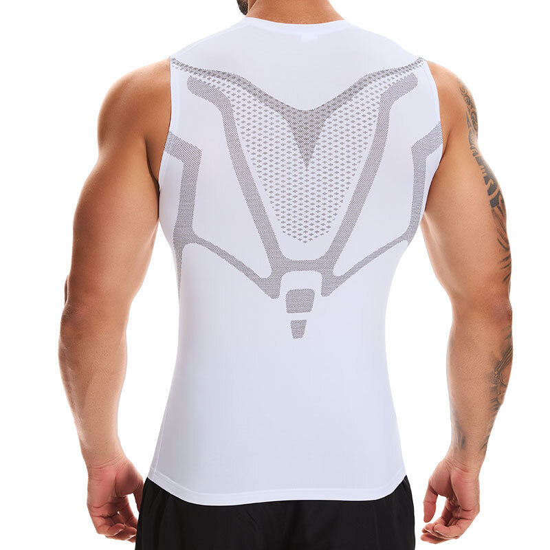 Men Compression Shirt Version Ionic Shaping Sleeveless Vest Tank Top S-2XL