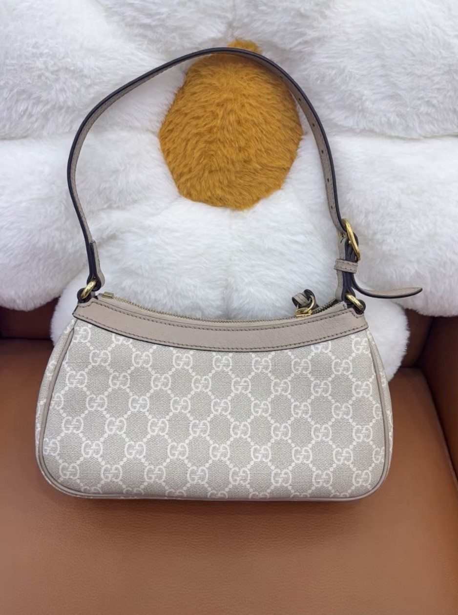 Authentic Gucci Ophidia GG Mini Shoulder Bag Beige White Canvas NWT