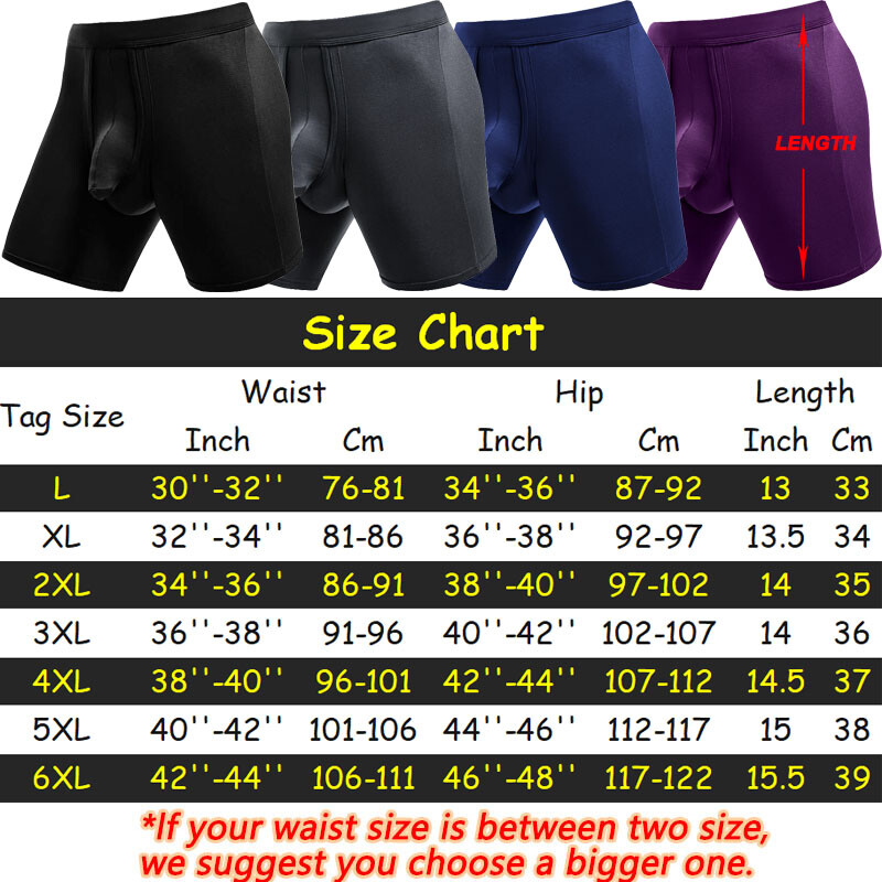 Mens Long Underwear Separate Ball Pouch Breathable Comfort Sports Boxer Trunks