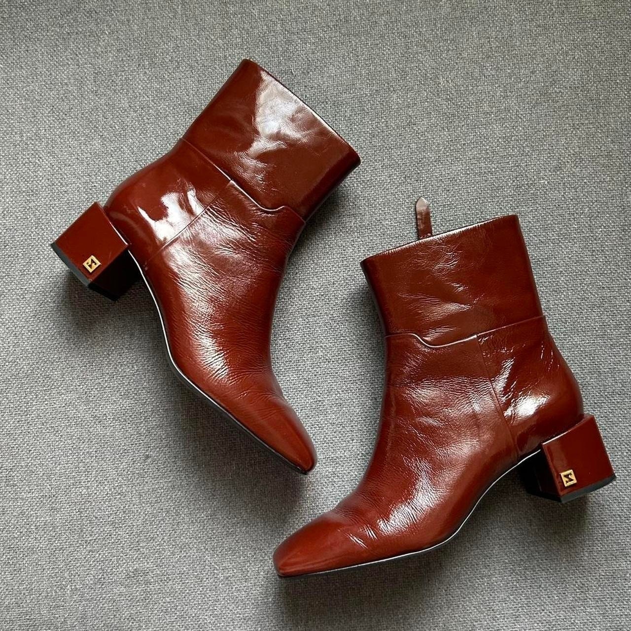 Franco Sarto Burgundy Ankle Patent Leather Boots – Women’s 8M