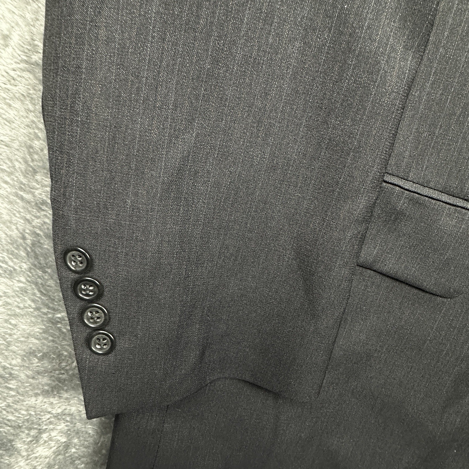 Botany 500 Blazer Jacket Men’s 44R Charcoal Pinstripe Blazer Woolmark Canada EUC