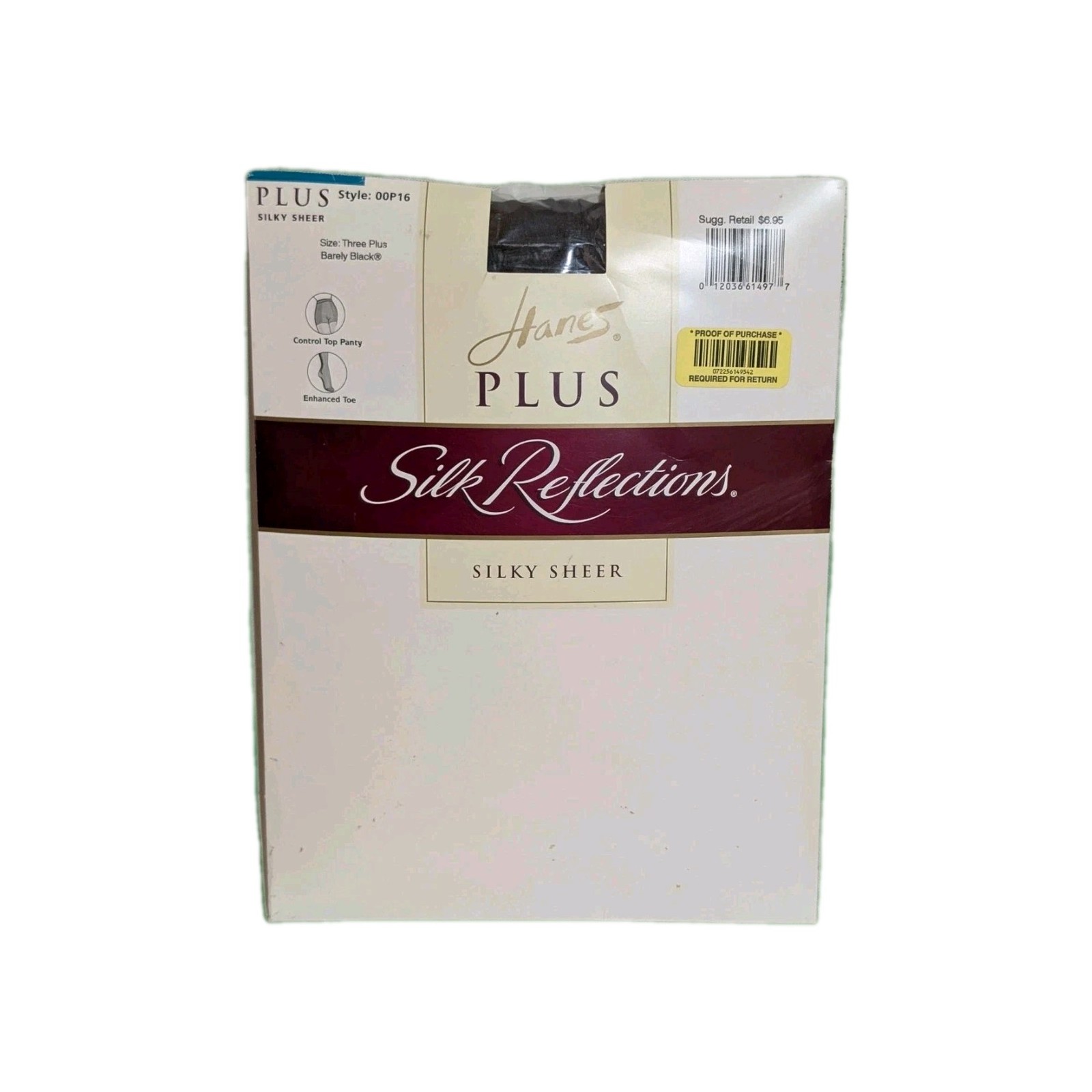 Hanes Silk Reflections Size Three Plus Barley Pla Control Top Enhanced Toe OOP16
