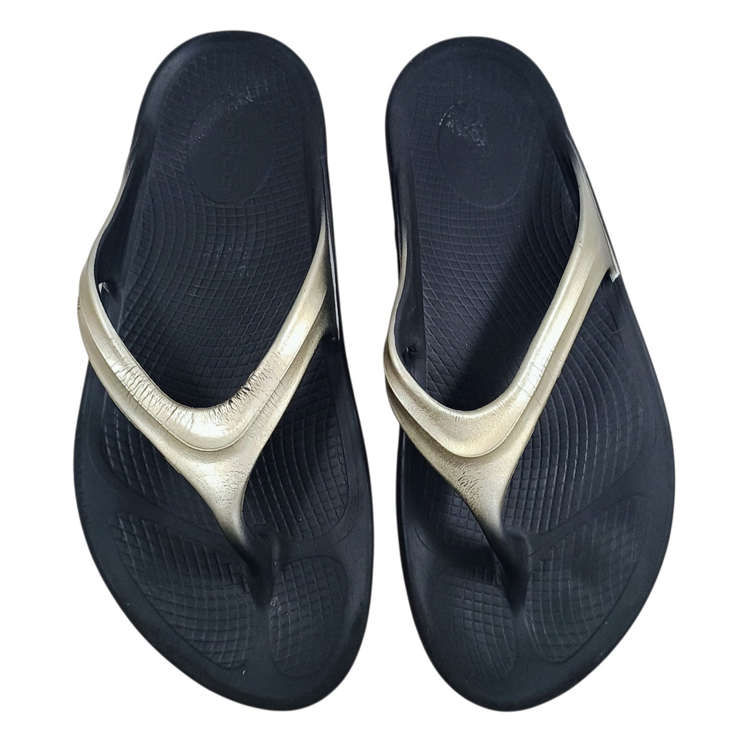 OOFOS Oolala Recovery Thong Sandals Latte Black Women’s Size 8 EU 39