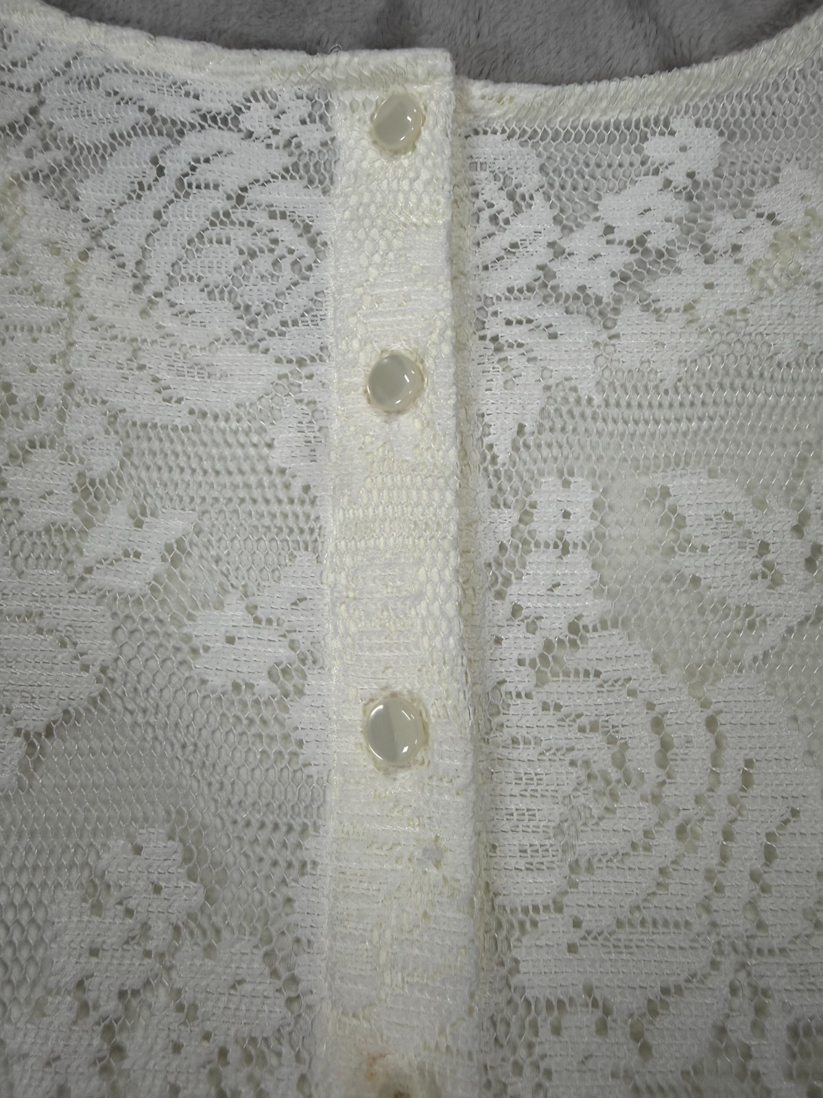 Dalia White Lace Bell Sleeve Peplum Top M Boho Cottagecore Festival Blouse