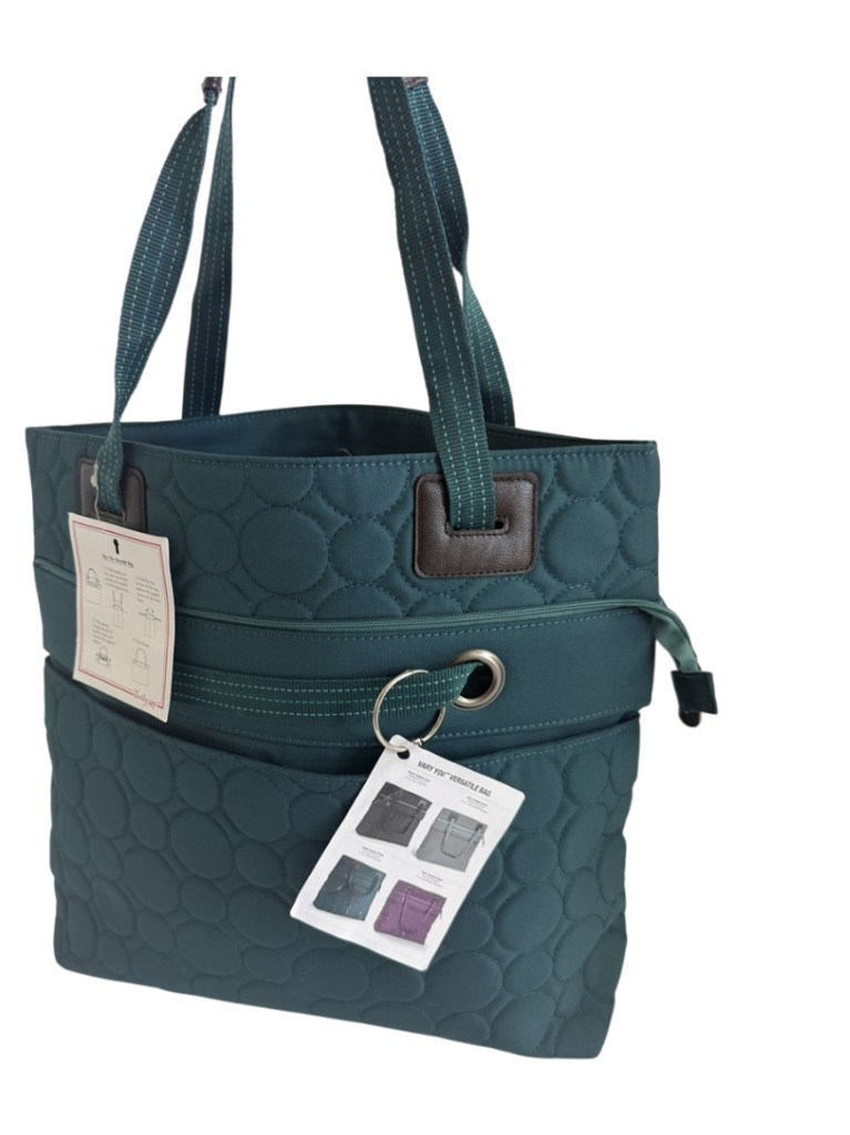 Thirty-One NEW Jade Quilted Dots $75 Vary You Versatile Tote Bag Handbag Purse