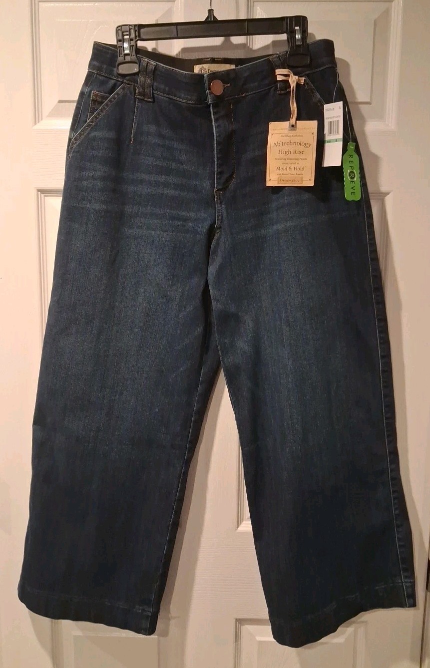 Democracy Ab Technology High Rise Ankle Wide Legs Jeans Size 8 Blue