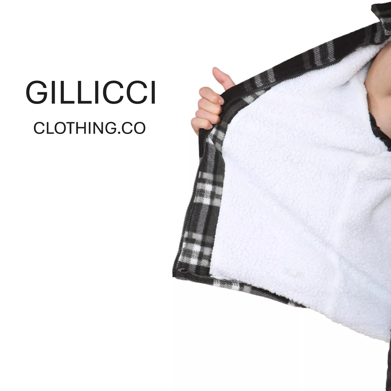 FUR FLEECE LINED WARM LUMBERJACK CHECK SHIRT JACKET WITH/WITHOUT HOOD GILLICCI