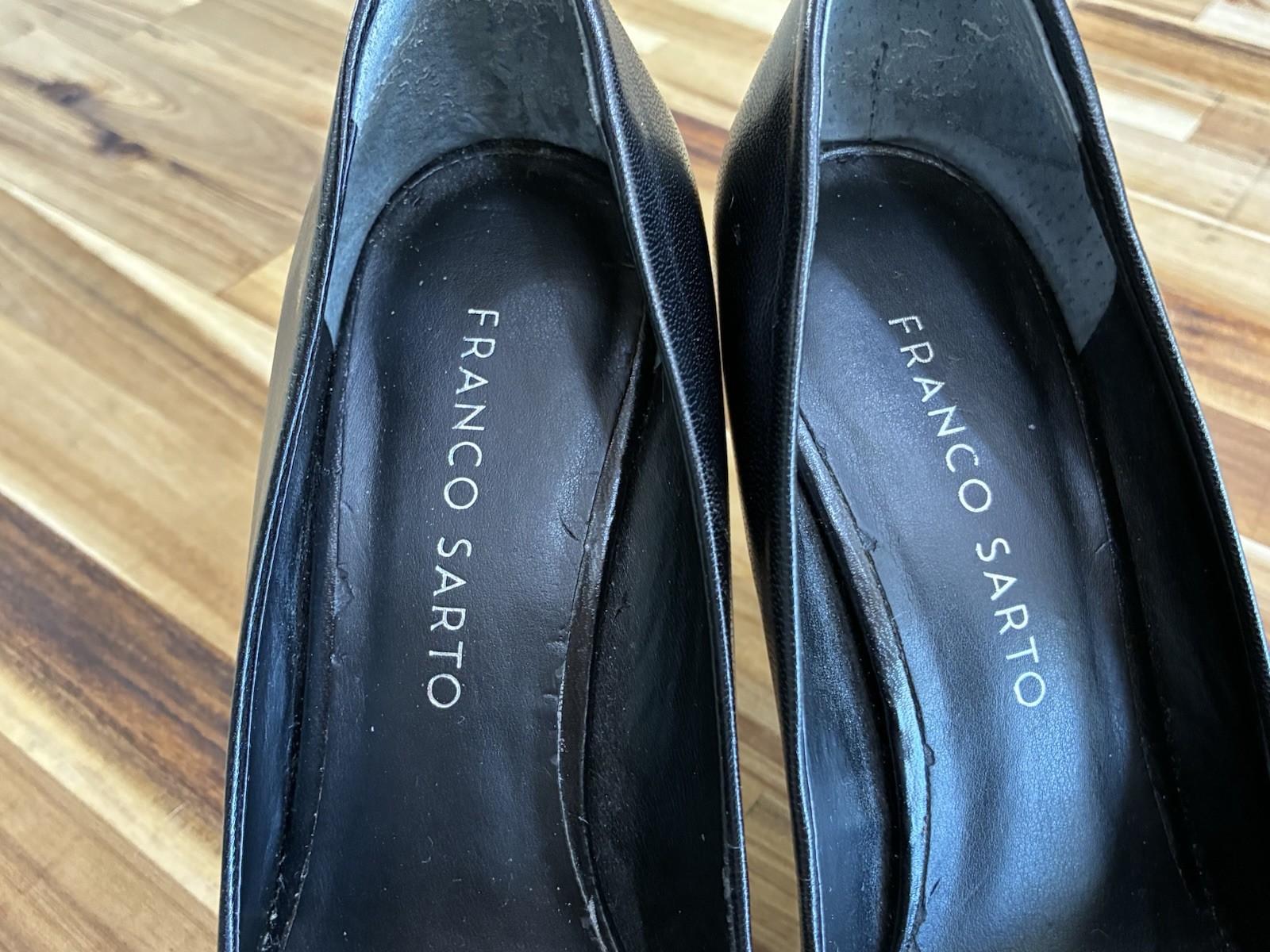 Franco Sarto Womens Black Leather Pumps Size 6M Classic Career Office Heels