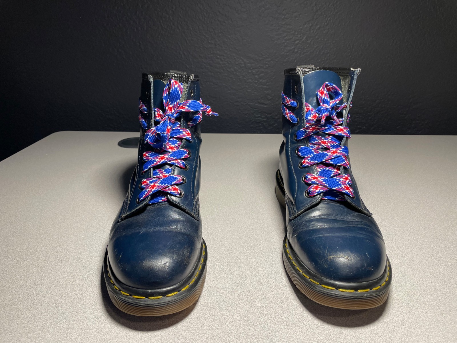 dr martens 1460 8 eyelet blue leather boots made in england men’s 8 RARE