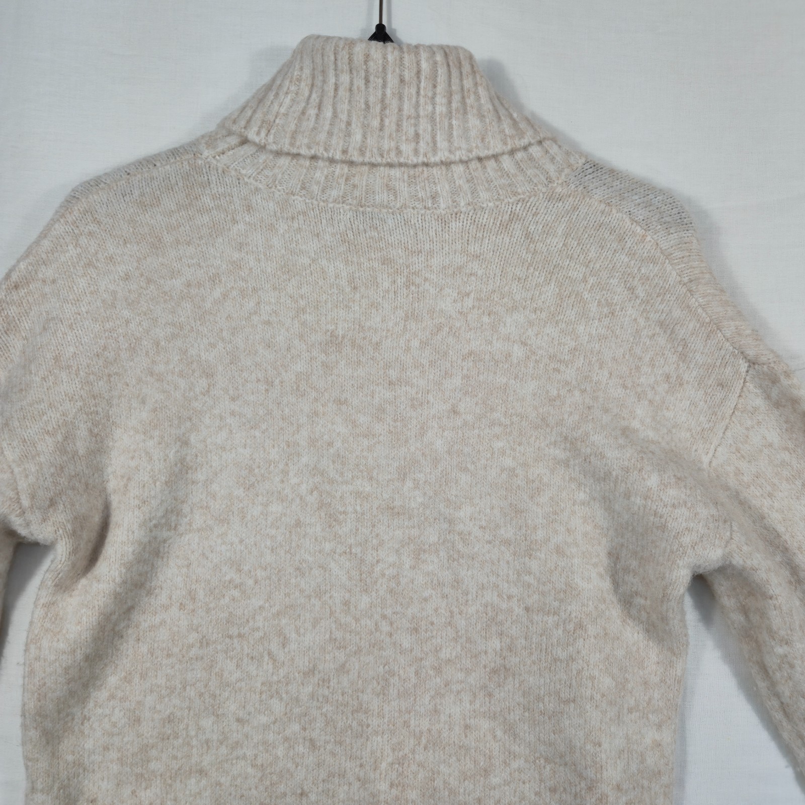 Z Supply Cropped Sweater Womens Beige Nylon Winter Wear Turtleneck Ribbed Trim