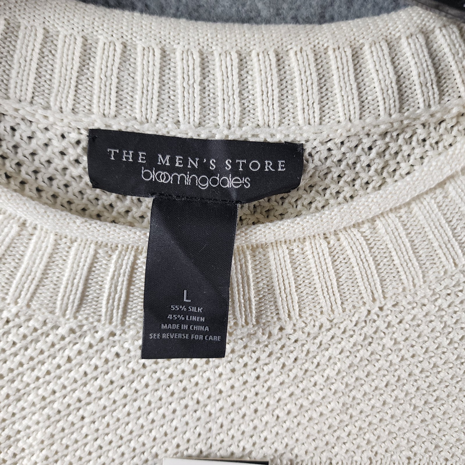 The Men’s Store at Bloomingdales Rolled Neck Silk Blend Sweater L French Vanilla