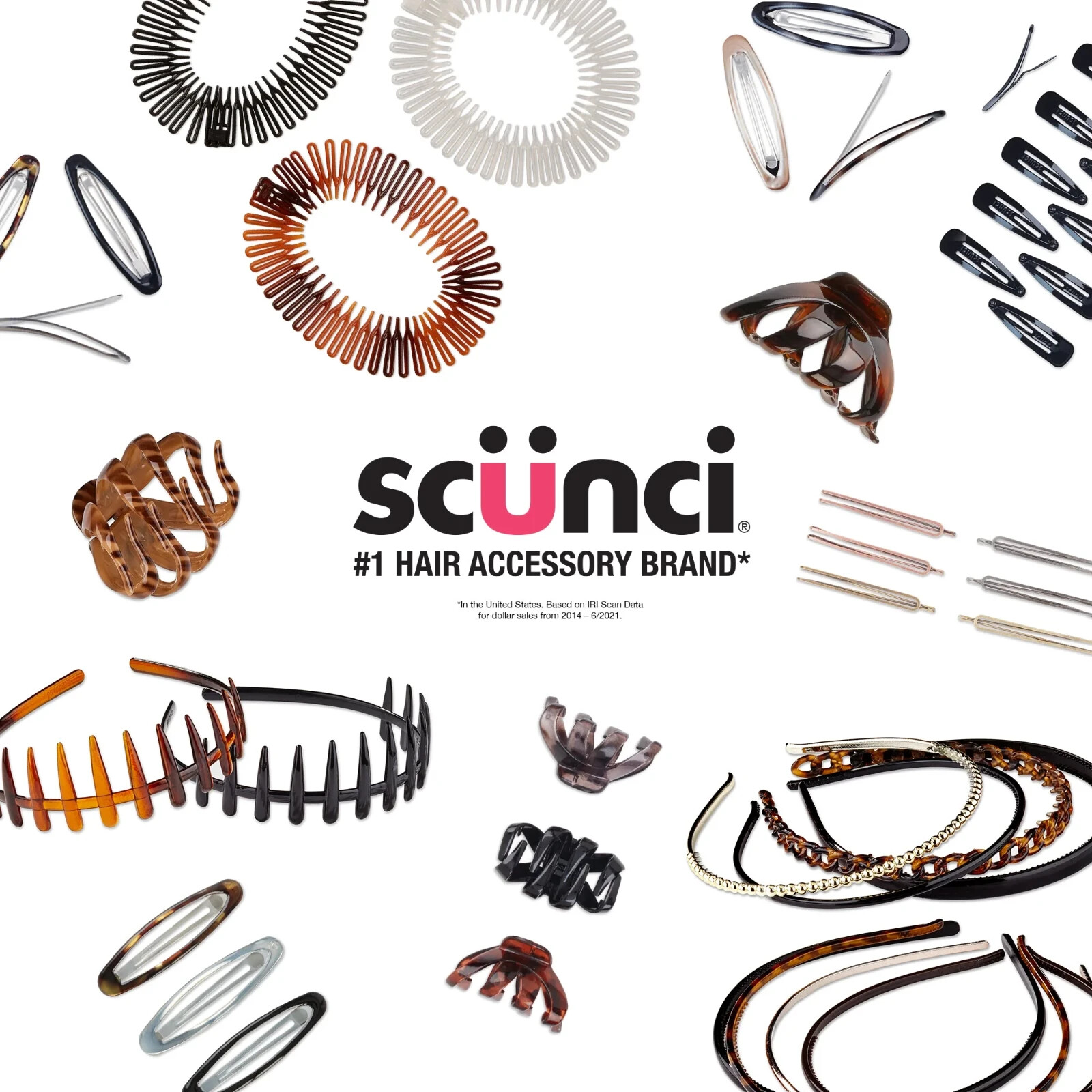 Scunci Plastic Side Hair Combs, Black, Clear, and Tortoise Shell, 12 Ct