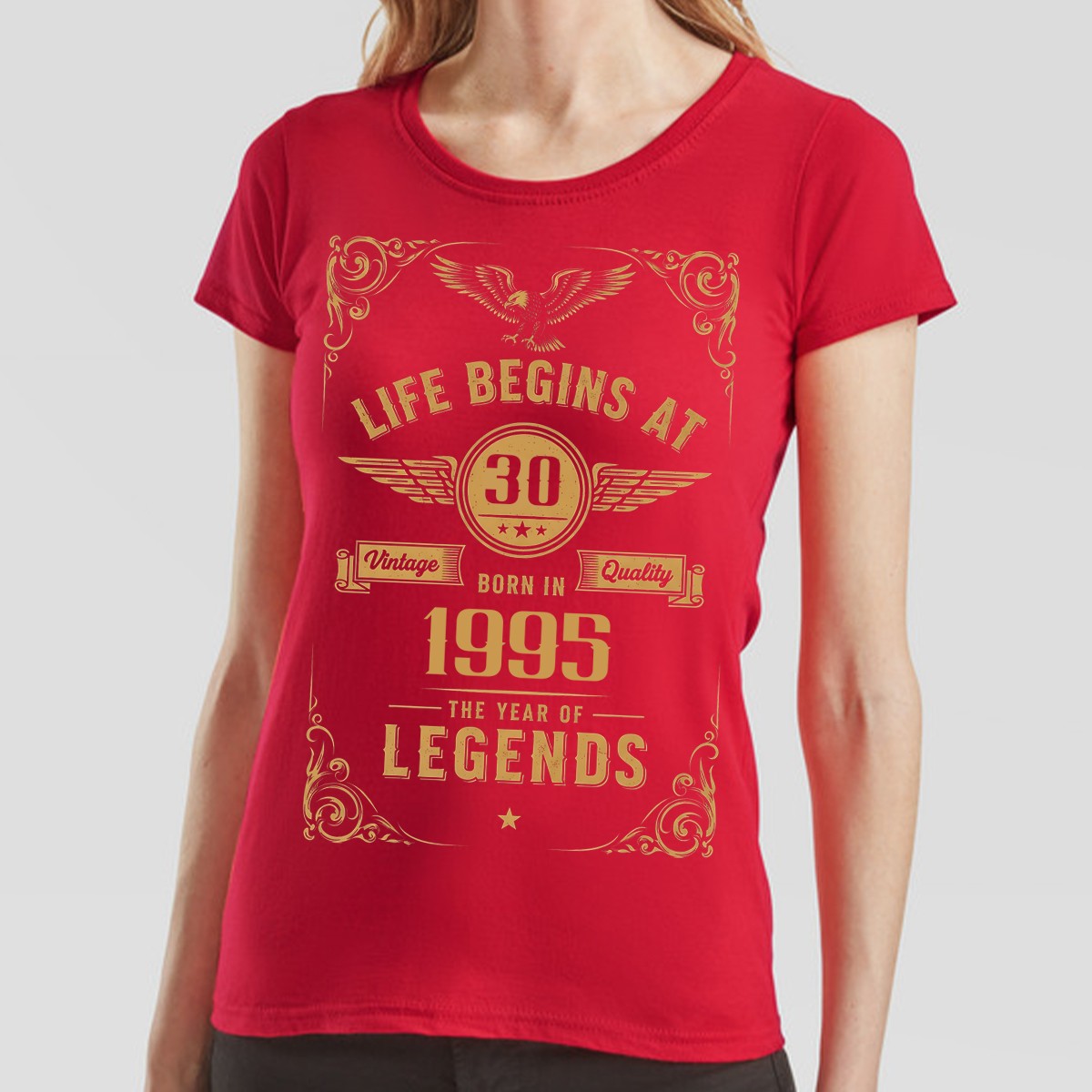 Life Begins At 30 Born In 1995 Womens T-Shirt 30th Birthday Legends Tee