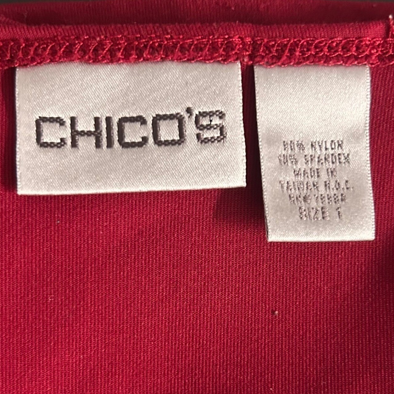Vintage Chicos Womens Blouse Medium or 1 Maroon Slinky Knit Career Work Office