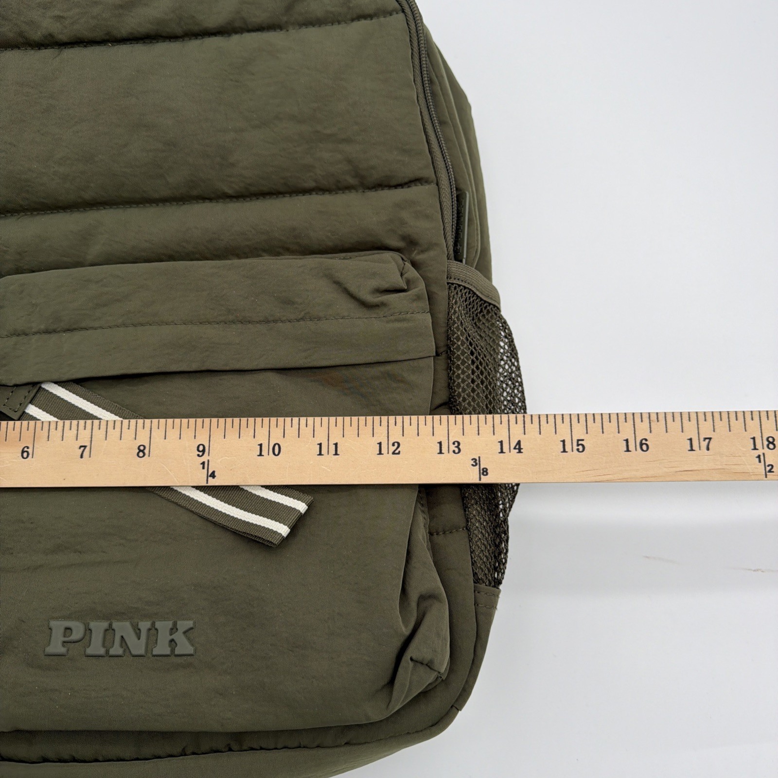 VICTORIA’s SECRET PINK Quilted Puffer Backpack NWT Olive Green $60 MSRP