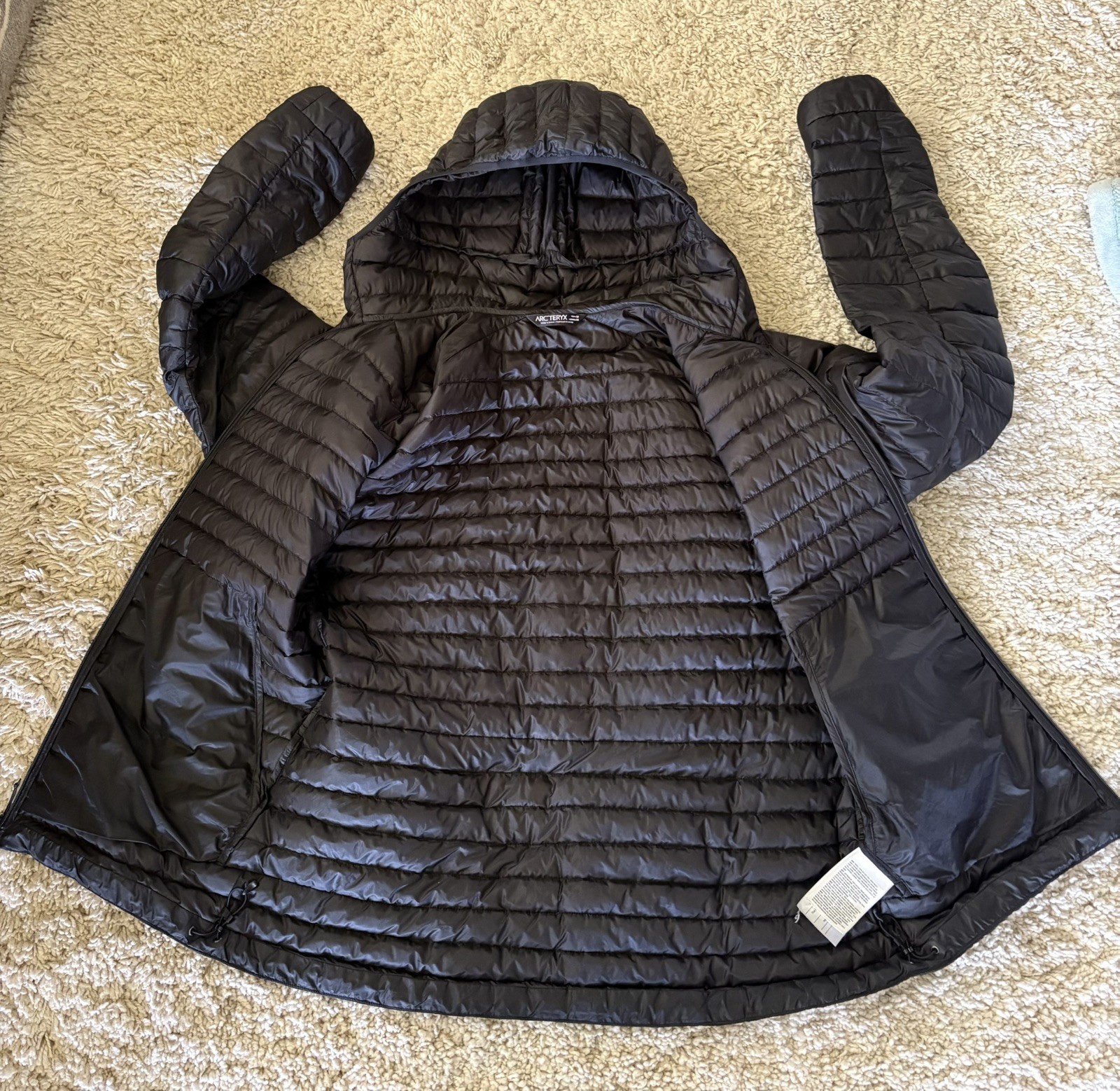 ARC’TERYX Jacket Mens Sz M Black Puffer Cerium SL Hooded Puffer Down Coat Zip