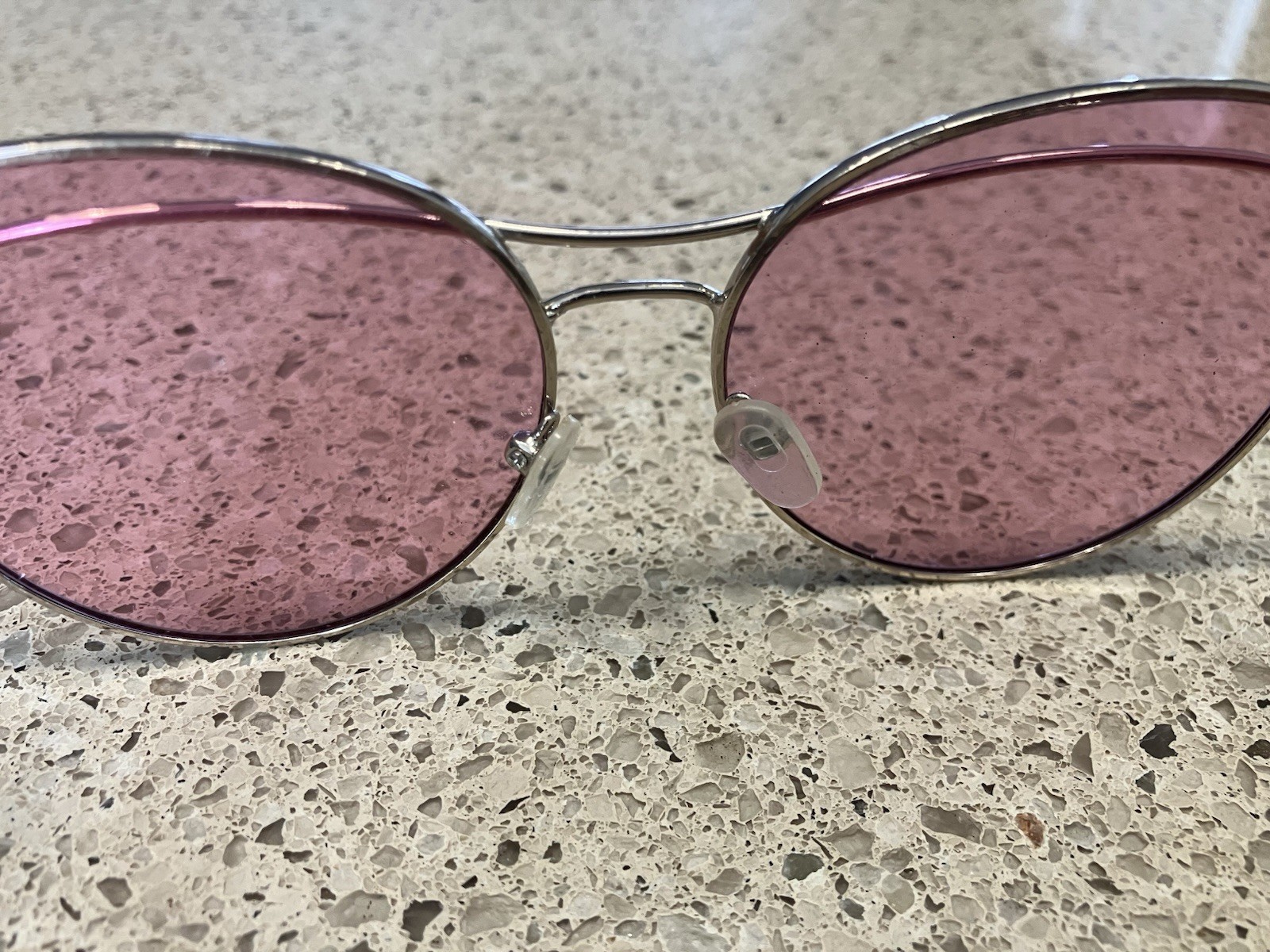 Unique Design Modern Frame Womens Silver & Pink Sunglasses
