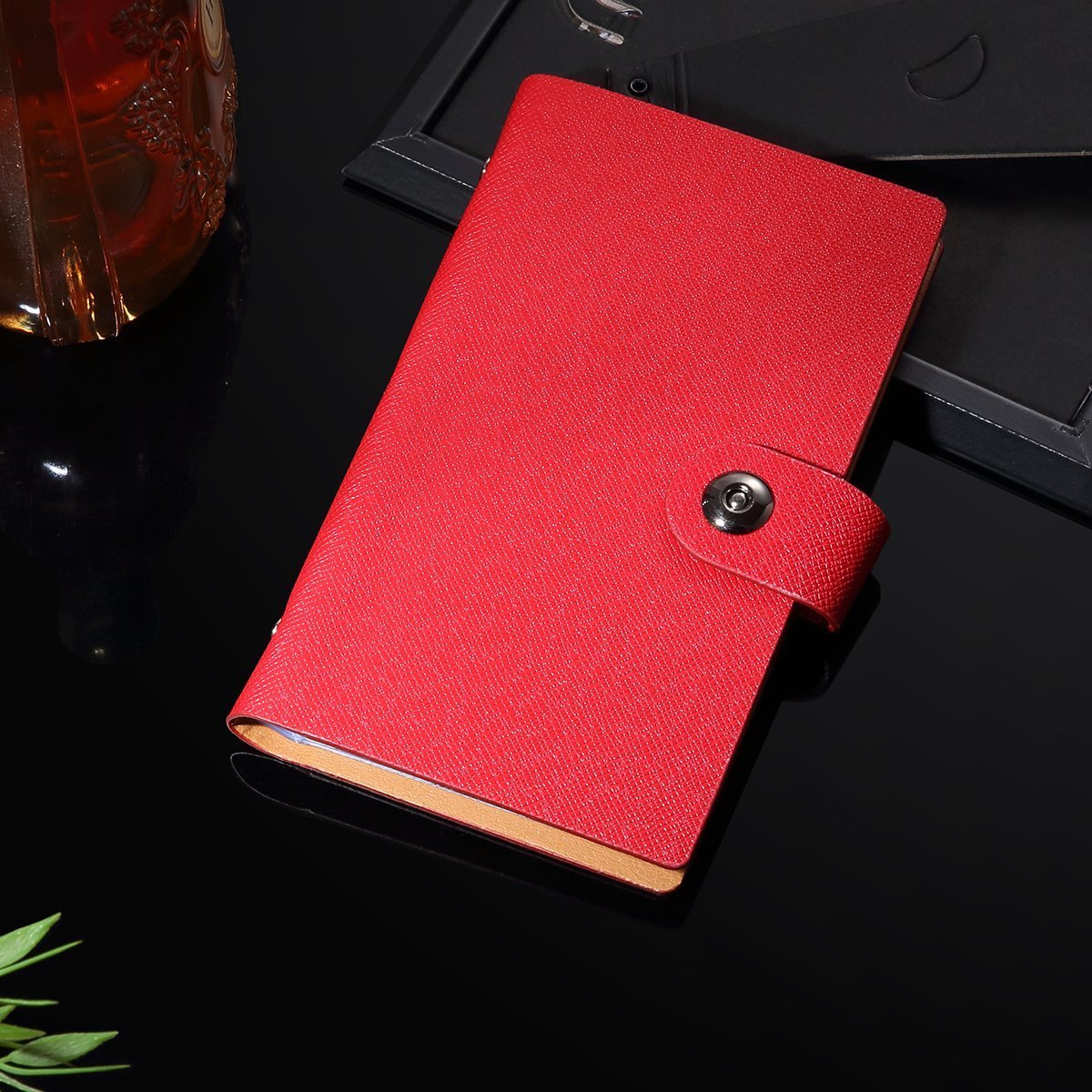 Leather 240/300 Slots Business/ID/Credit Card Holder Organizer, Magnetic Closure