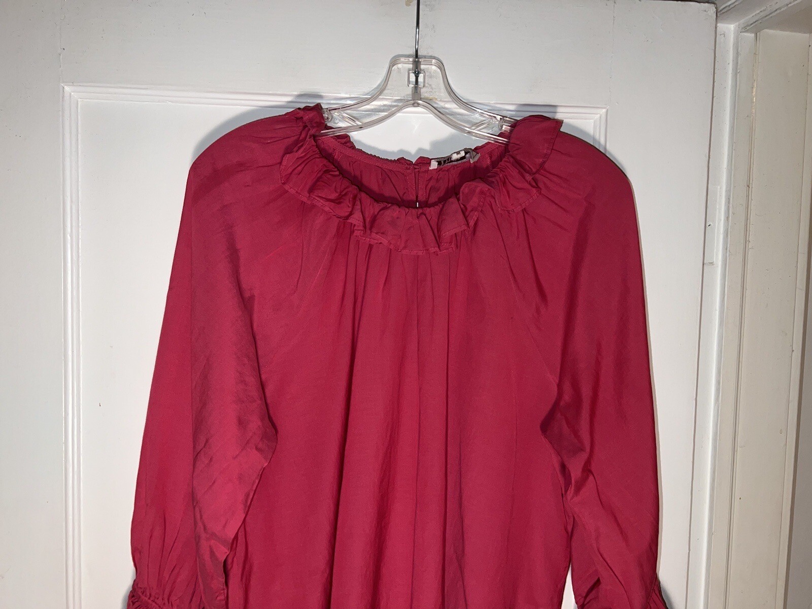 Mille Resort & Travel Pink Blouse Ruffle Balloon Sleeve Pink Size M. d403