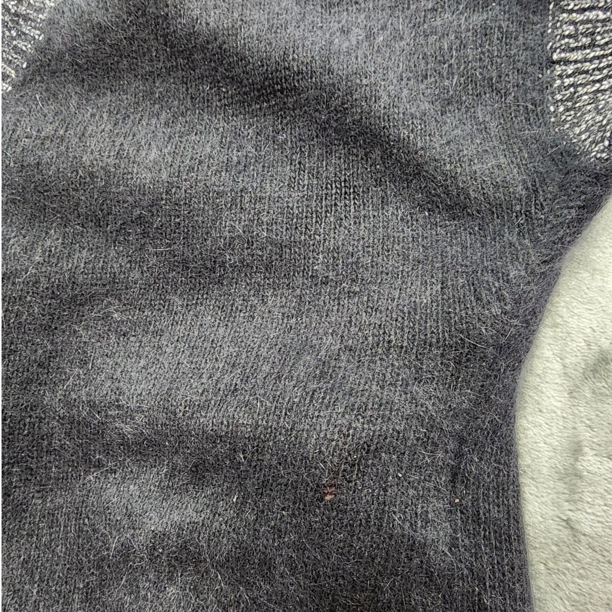 Vintage Renee Tener Jeanne Pierre Sweater Womens L Black Silver Wool Angora Knit