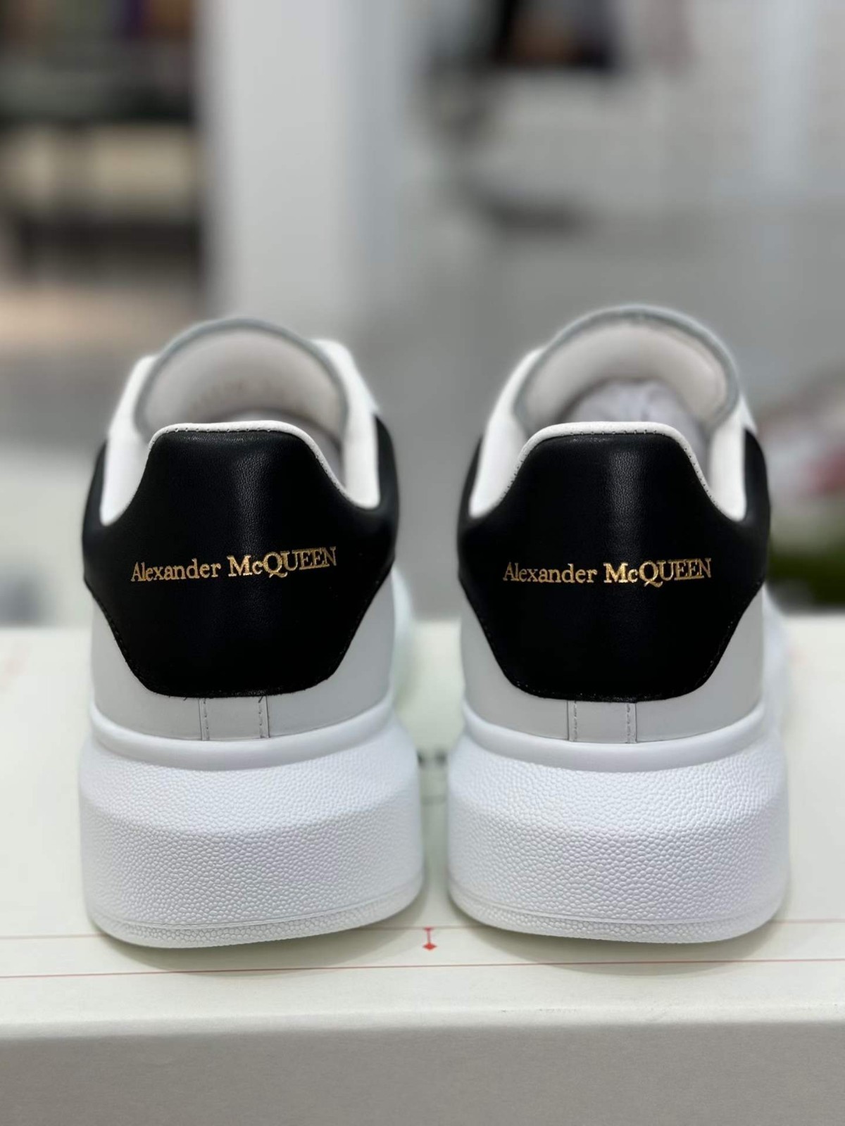 Alexander McQueen Oversized Sneaker White Black Heel Gold Logo Men