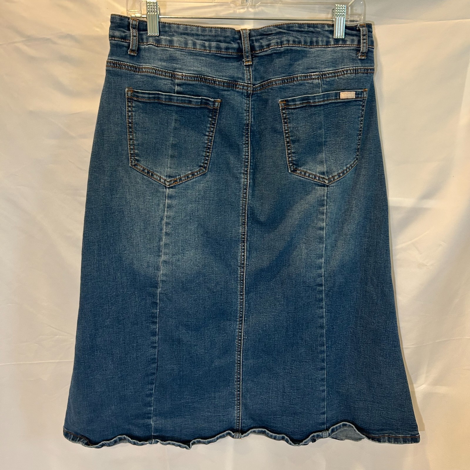 Inherit Long Midi Stretch Jean Skirt Size 12 Reg Blue Denim Panaled