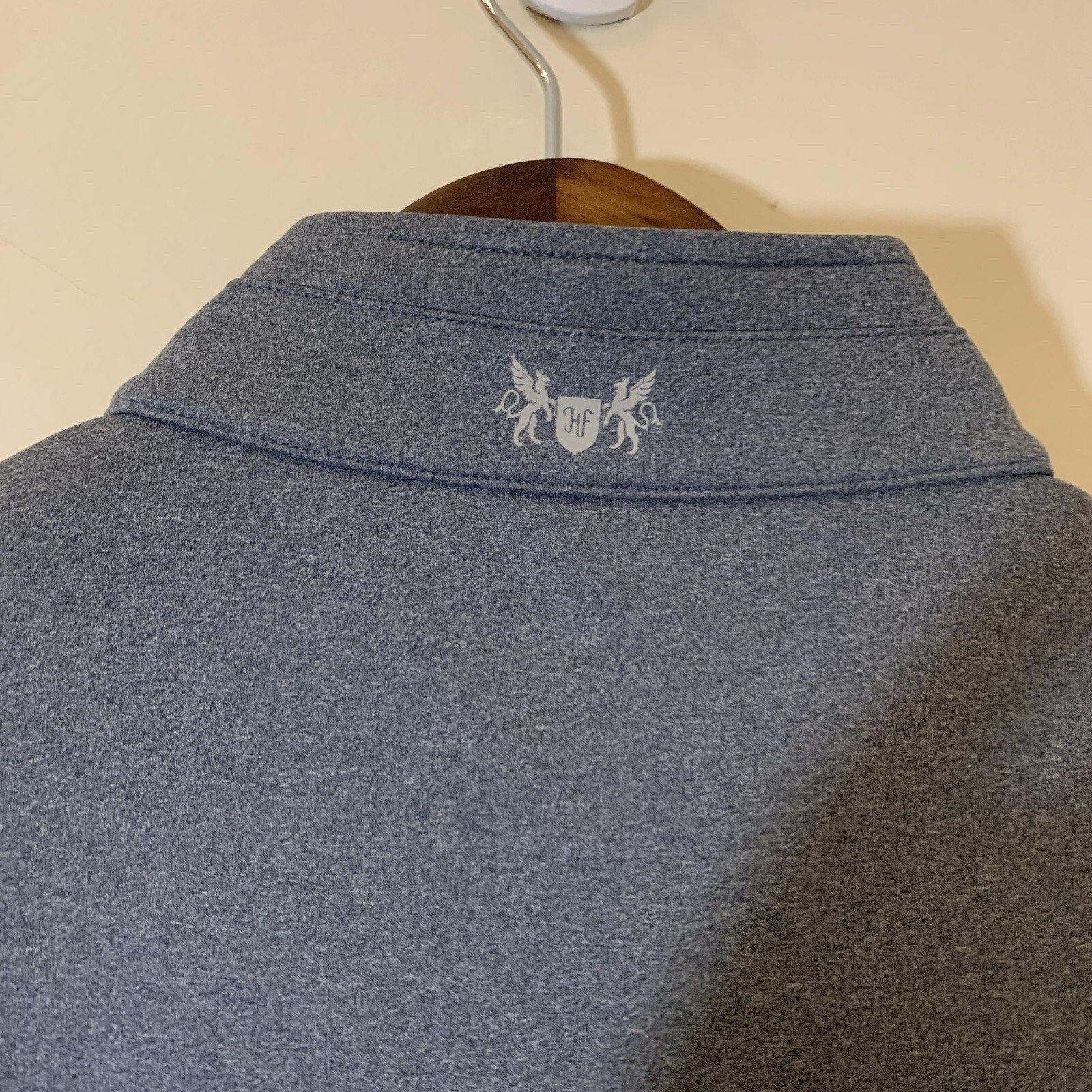 Hickey Freeman Mens Quarter Zip Pullover Large Gray Logo Stretch Golf Athleisure
