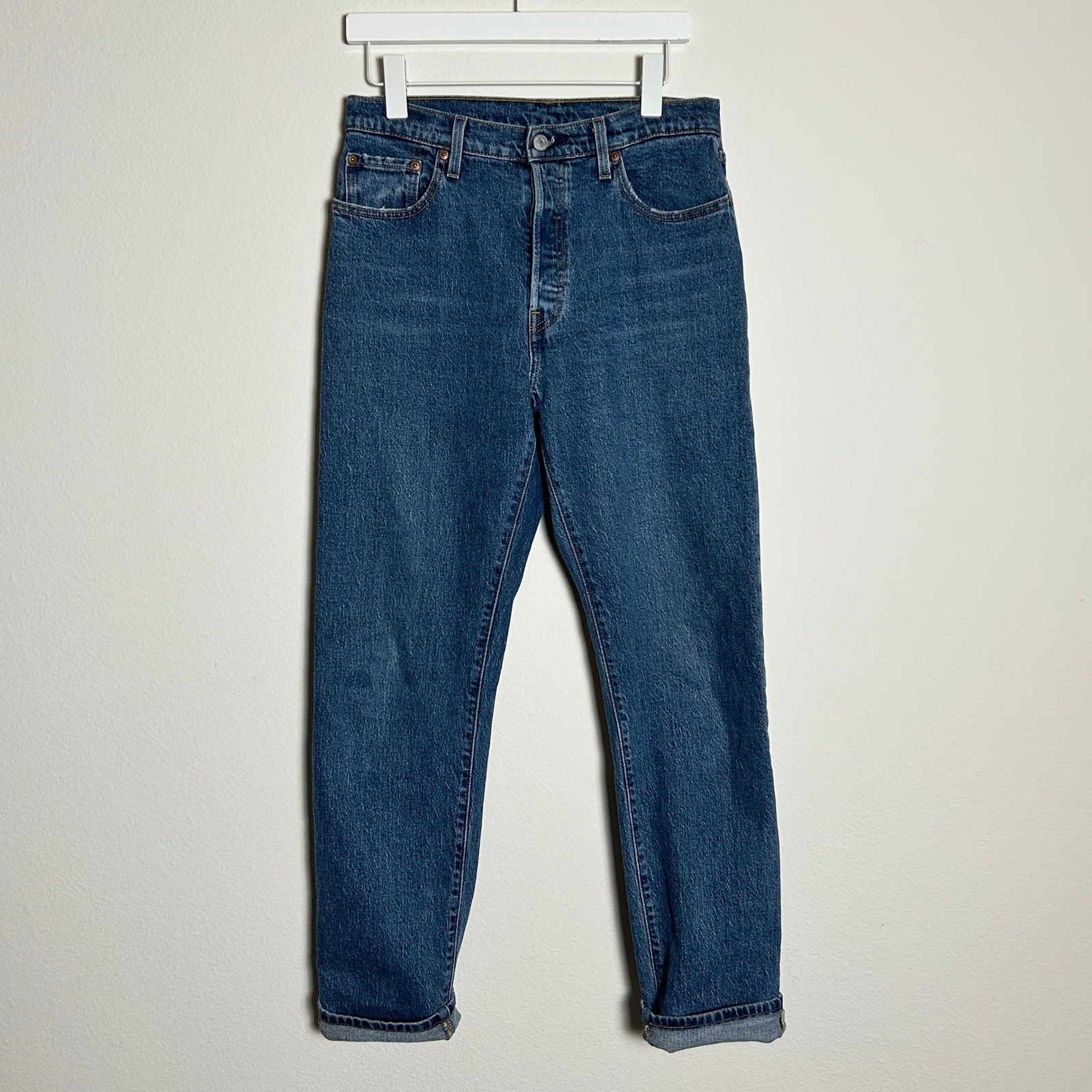 Levis 501 Original High Rise Straight Leg Blue Jeans Womens 29×30 12501-0366